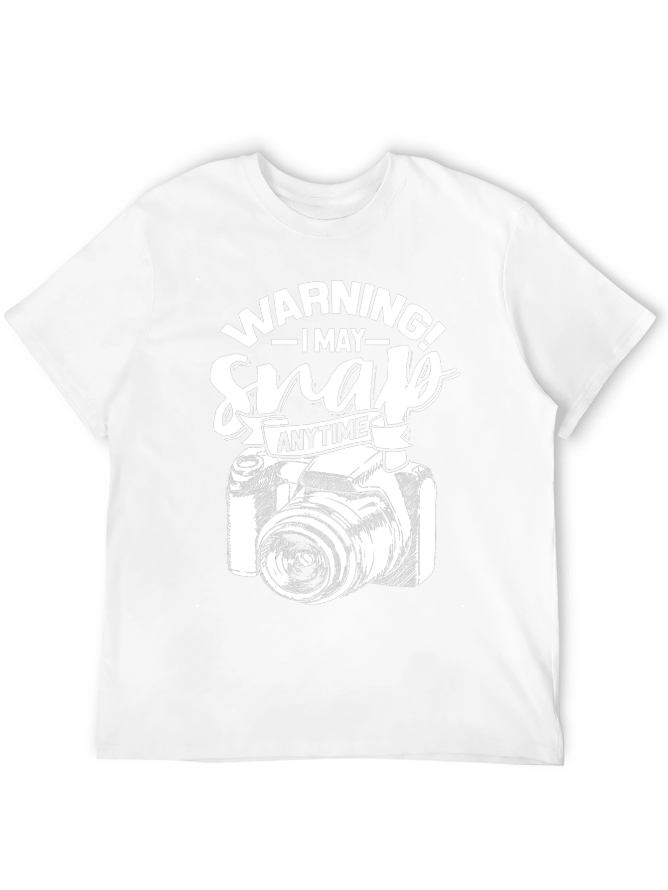 Warning May Snap Anytime Camera Graphic Black T-Shirt