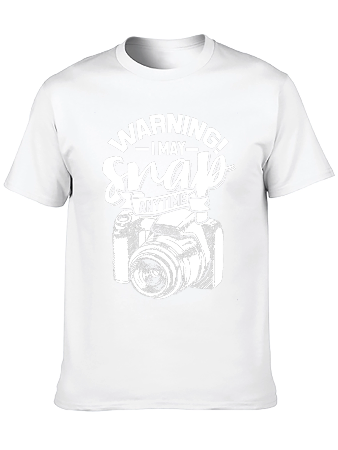 Warning May Snap Anytime Camera Graphic Black T-Shirt