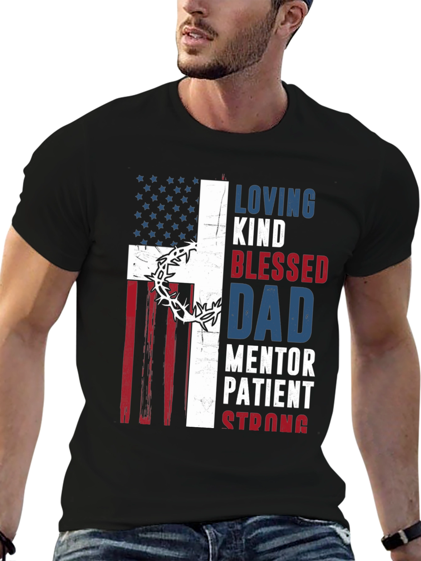 Patriotic Christian Dad Graphic T-Shirt