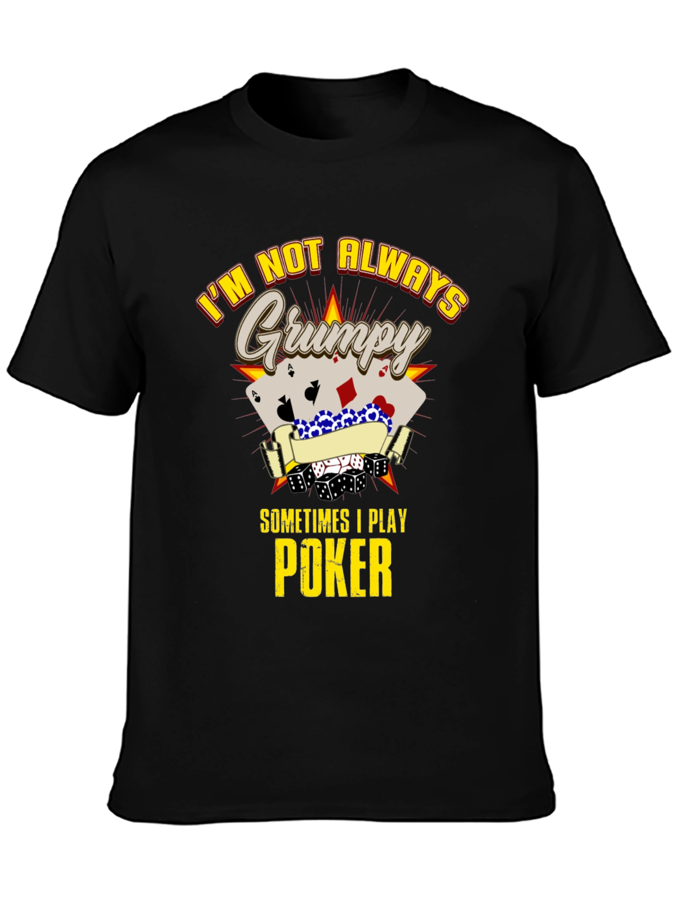 Grumpy Poker Player Graphic T-Shirt