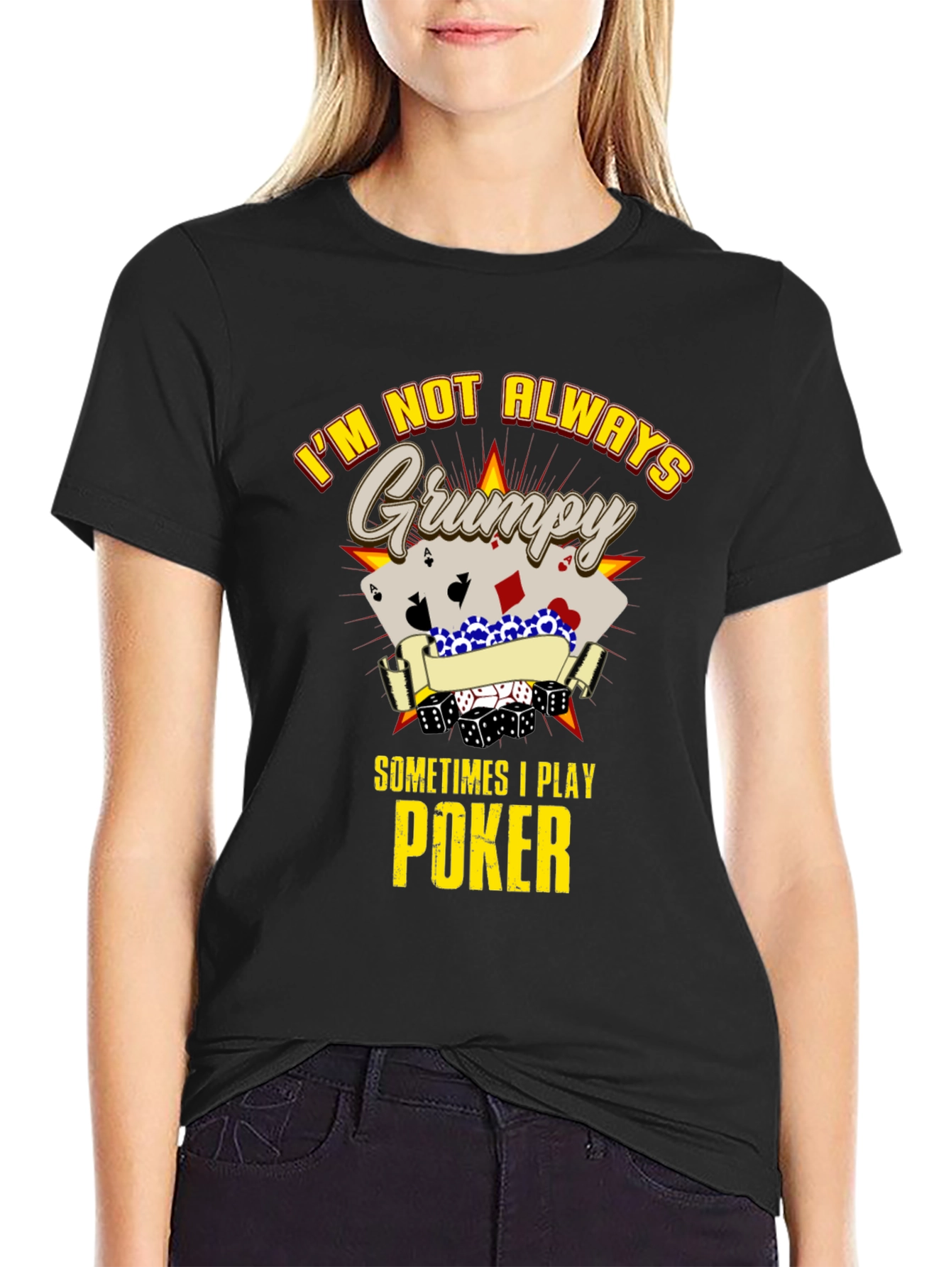 Grumpy Poker Player Graphic T-Shirt