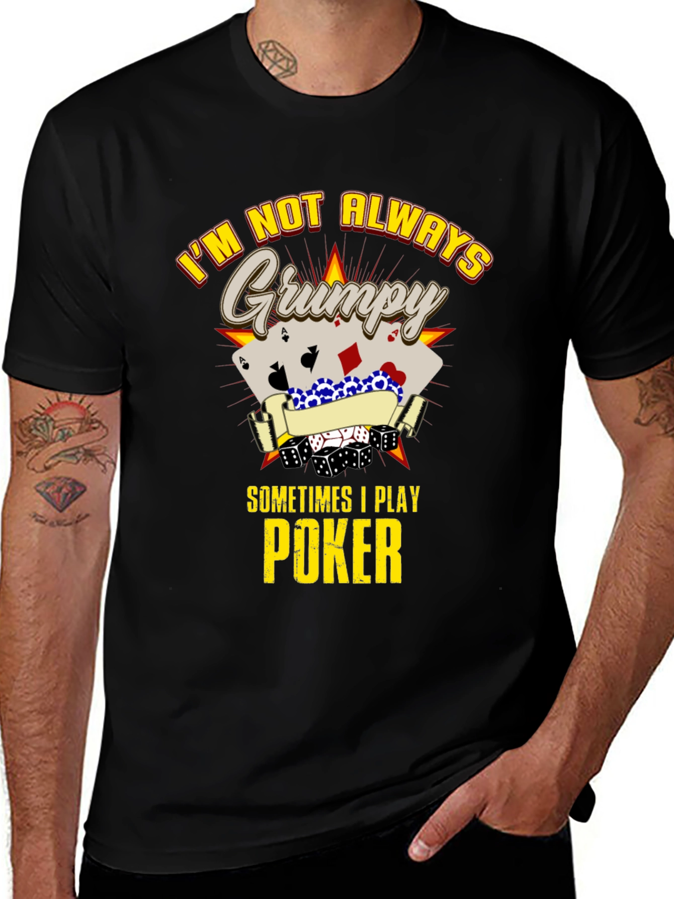 Grumpy Poker Player Graphic T-Shirt