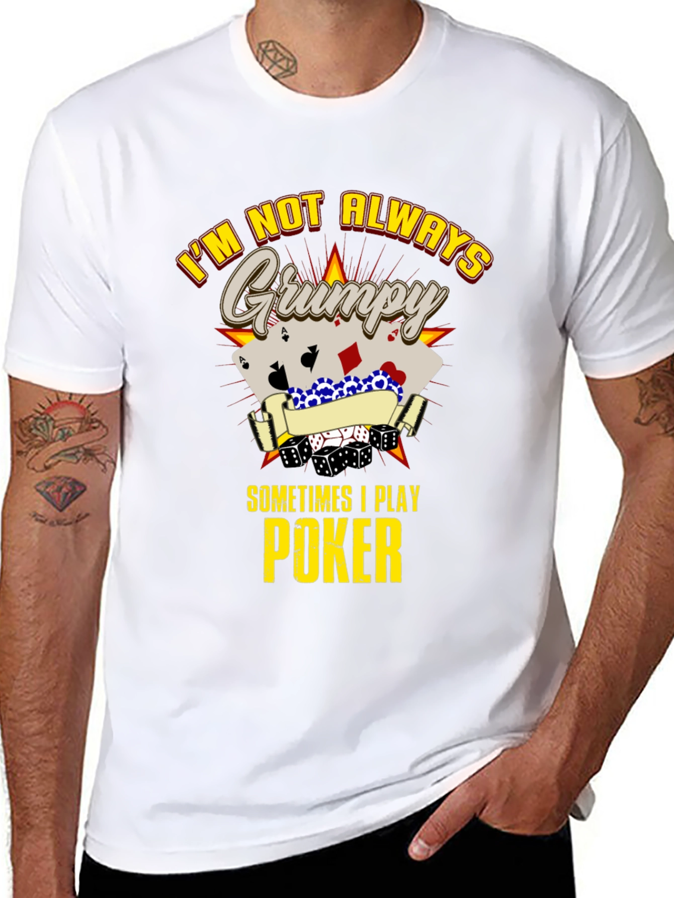 Grumpy Poker Player Graphic T-Shirt