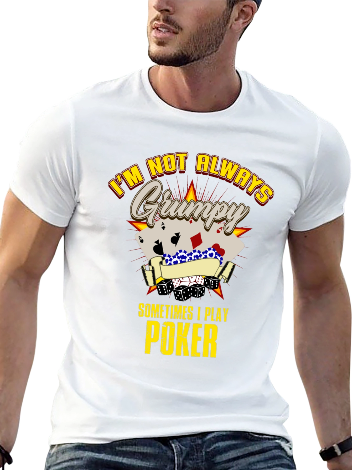 Grumpy Poker Player Graphic T-Shirt