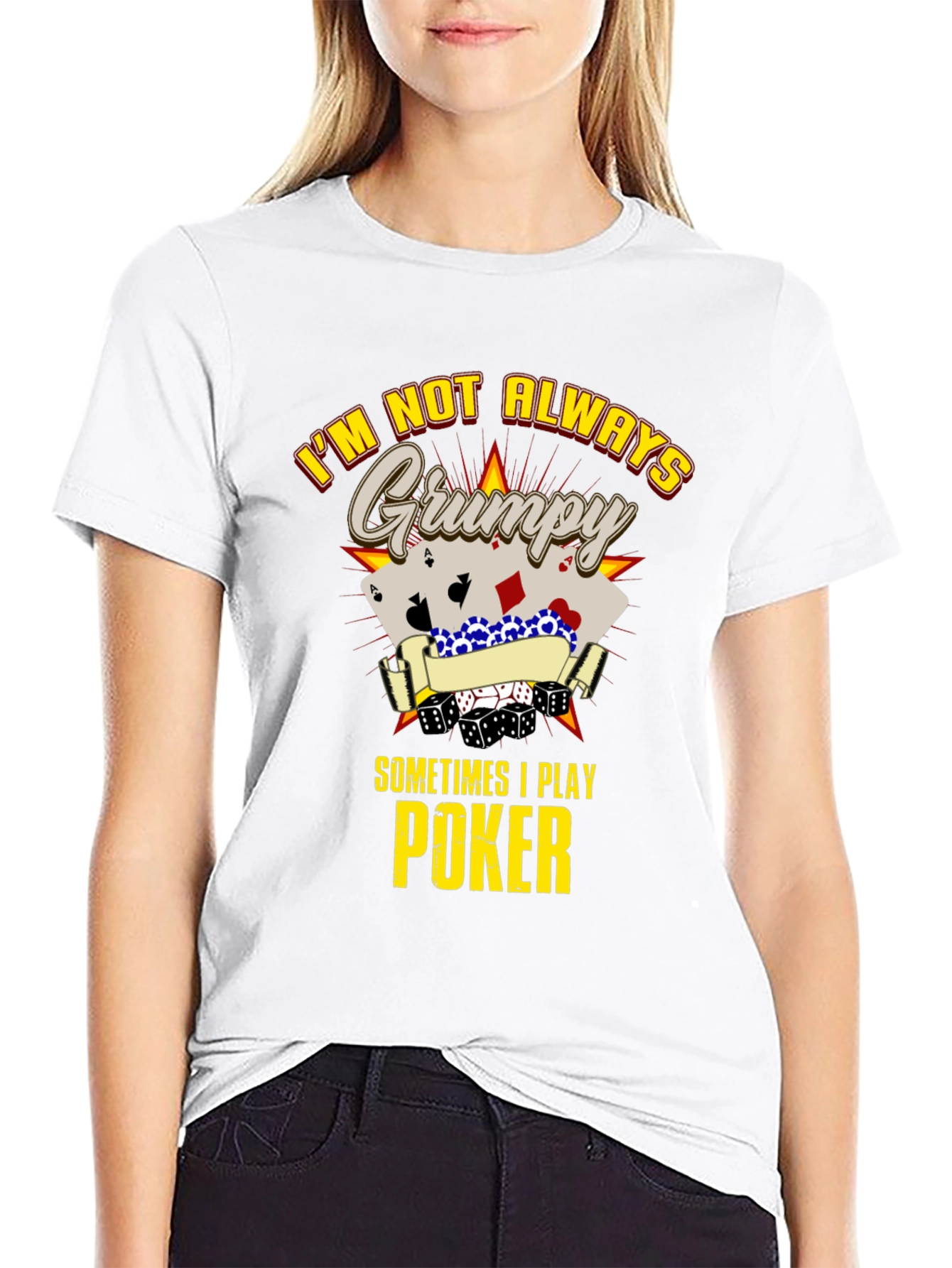 Grumpy Poker Player Graphic T-Shirt