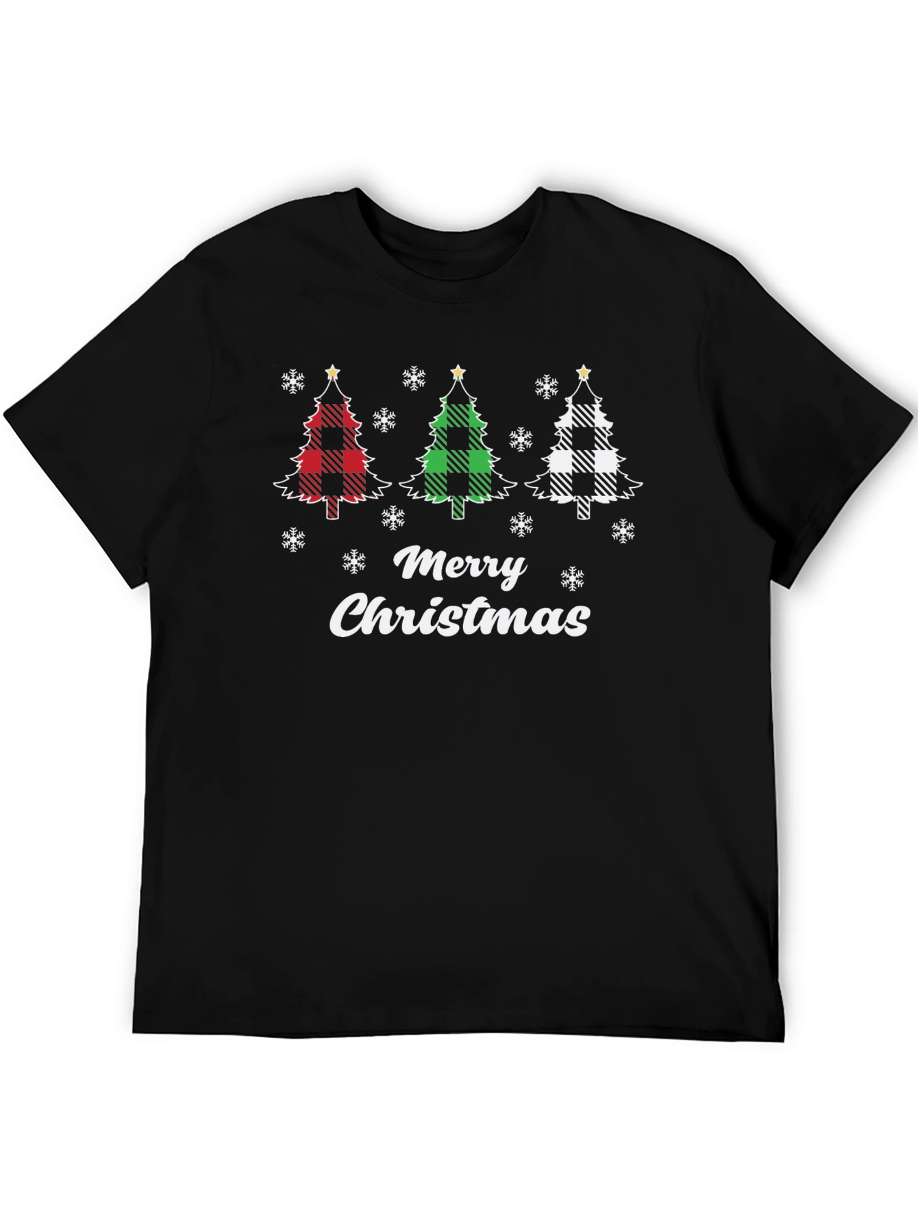 Merry Christmas Plaid Tree Graphic Tee