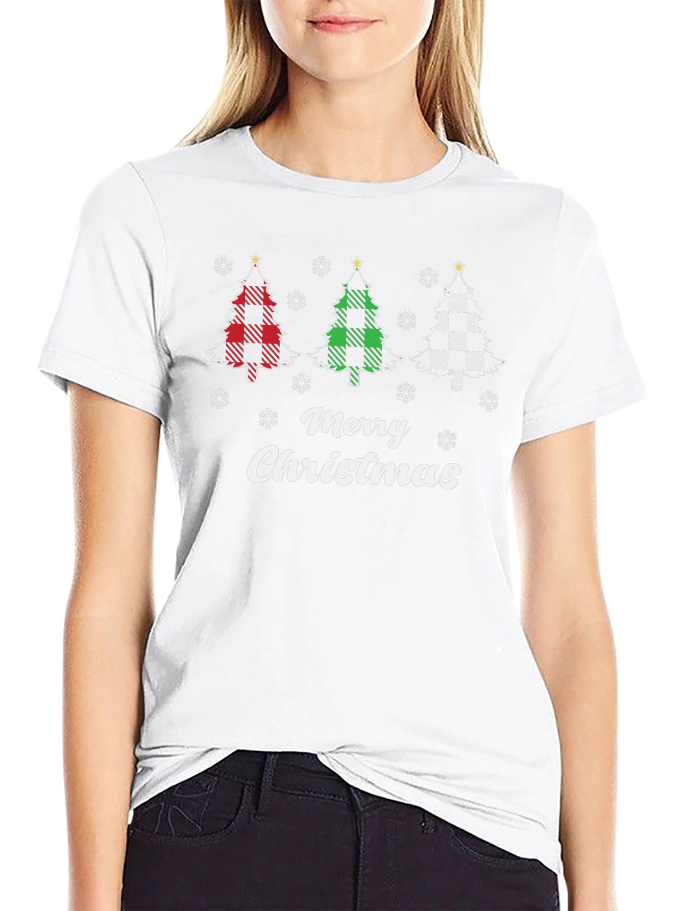 Merry Christmas Plaid Tree Graphic Tee