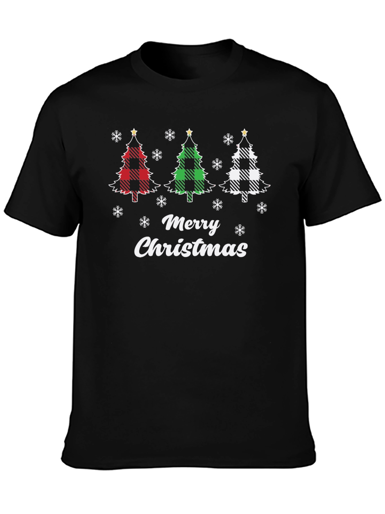 Merry Christmas Plaid Tree Graphic Tee