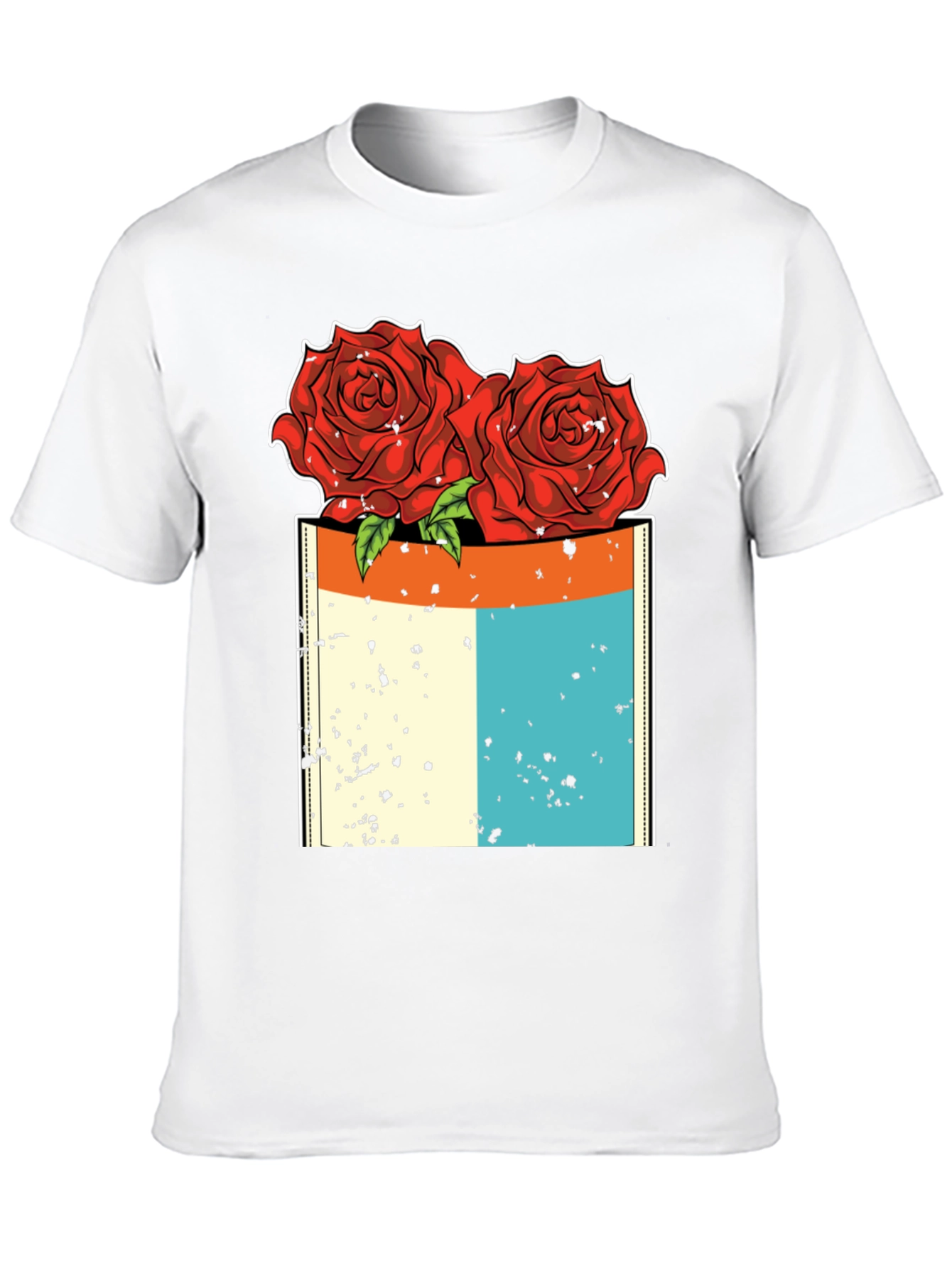 Rose Pocket Graphic T-Shirt - Black