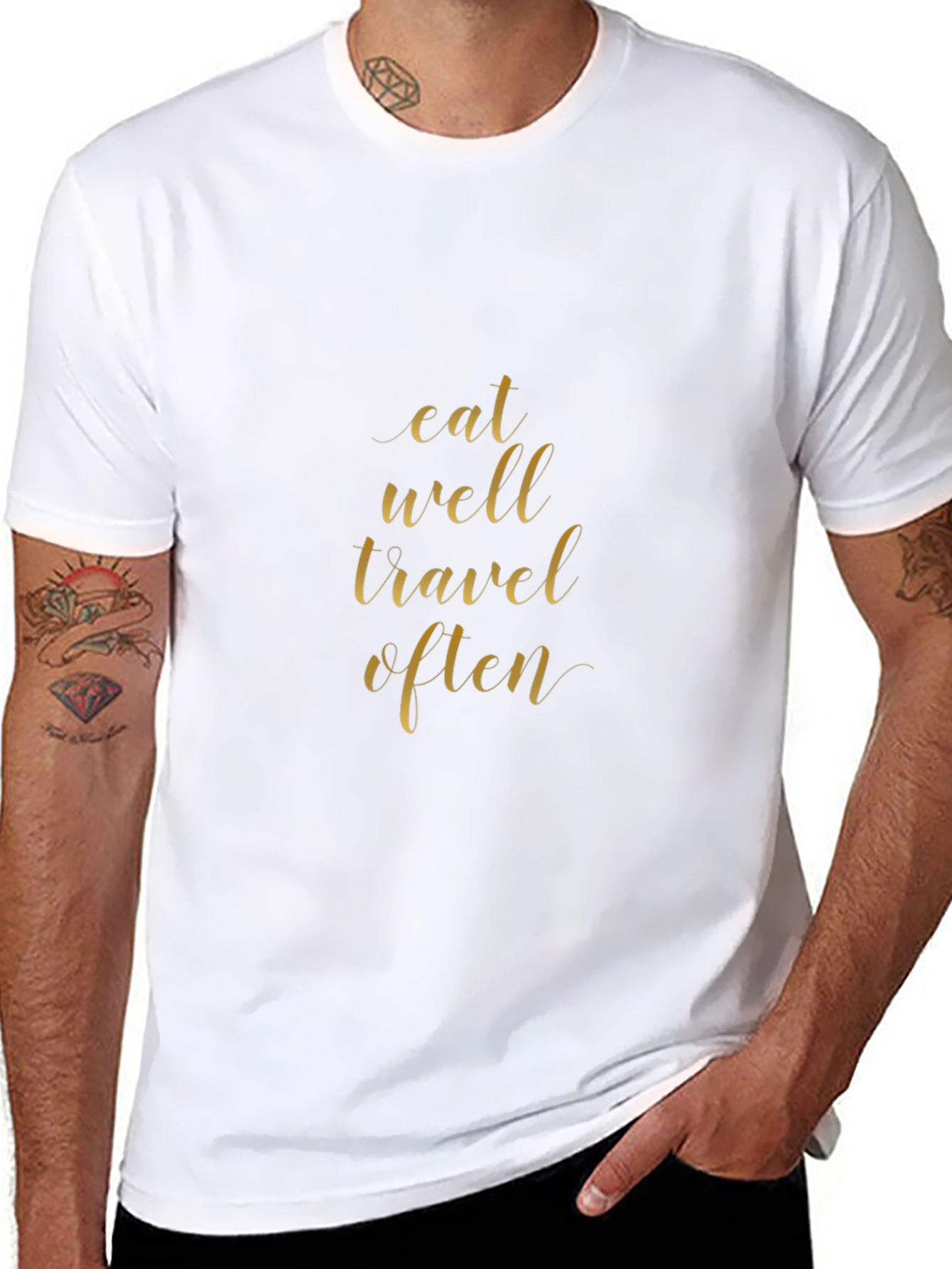 Eat Well Travel Often Black Graphic Tee