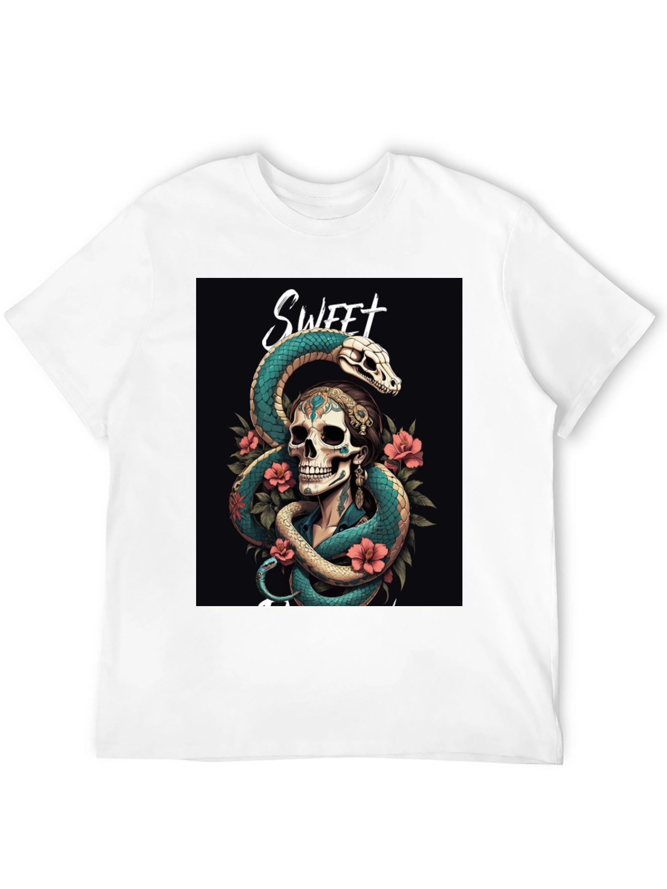 Sweet Skull & Snake Graphic T-Shirt