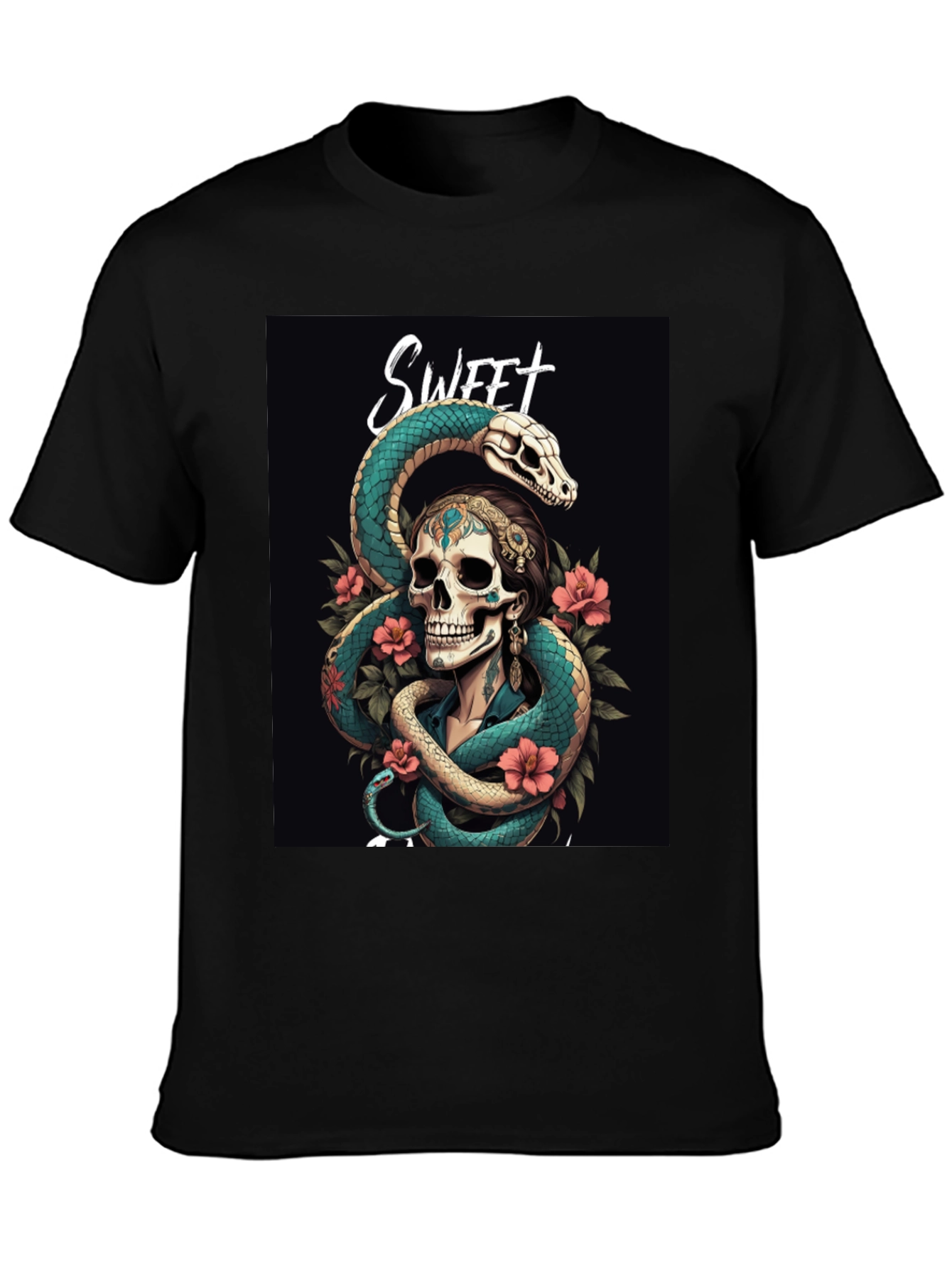 Sweet Skull & Snake Graphic T-Shirt