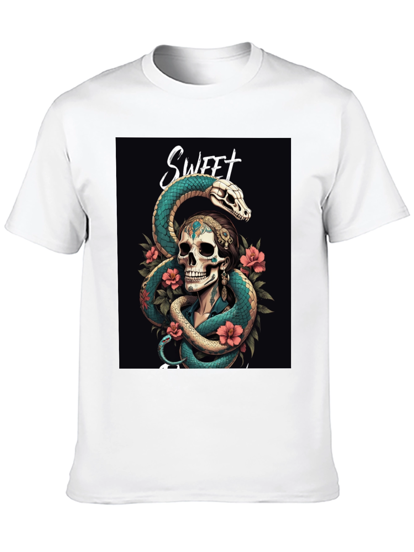 Sweet Skull & Snake Graphic T-Shirt