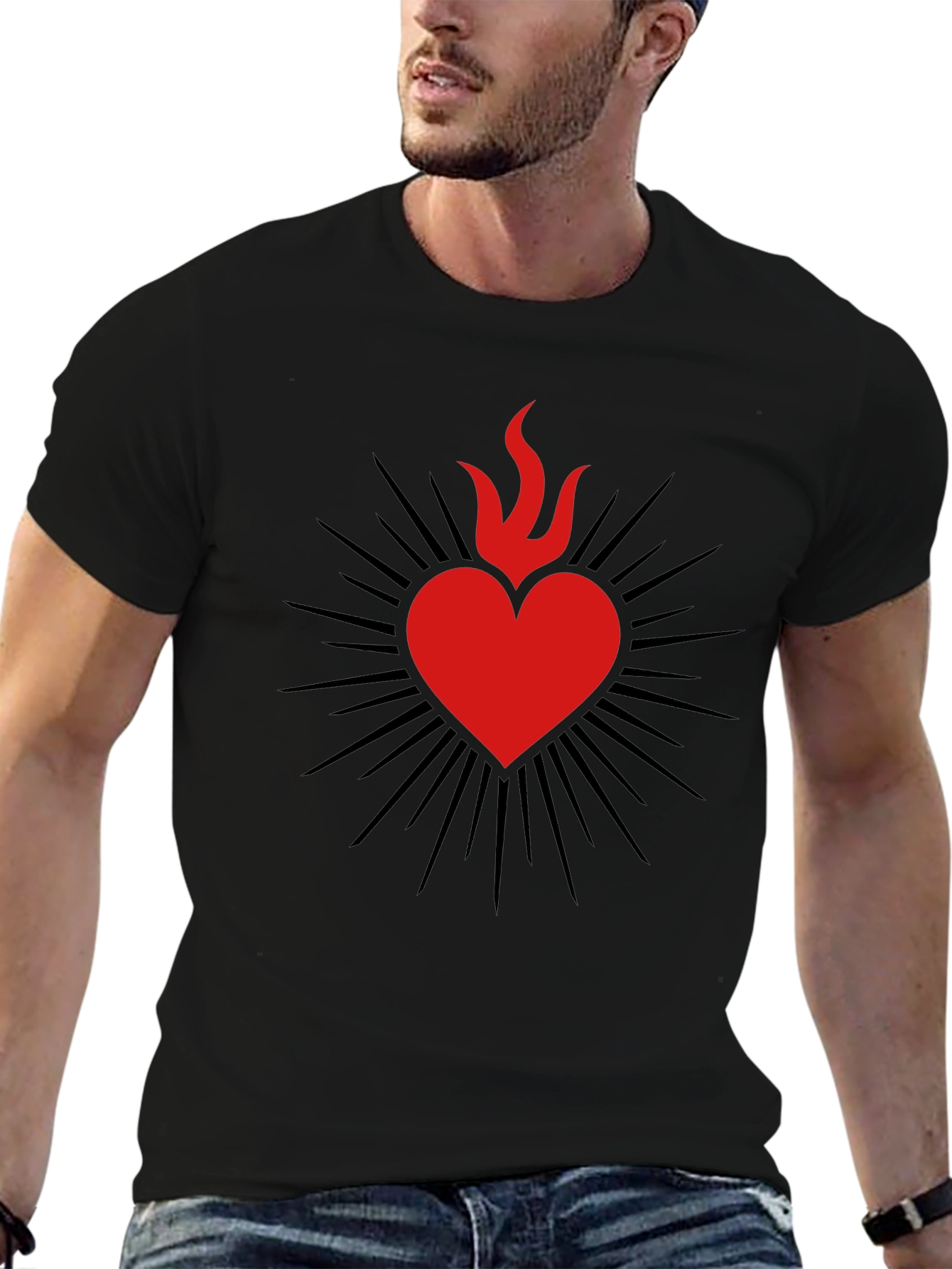 Sacred Heart Graphic Tee - Mens Black T-Shirt