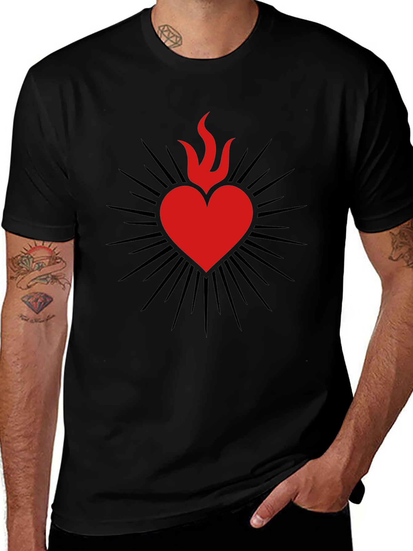 Sacred Heart Graphic Tee - Mens Black T-Shirt