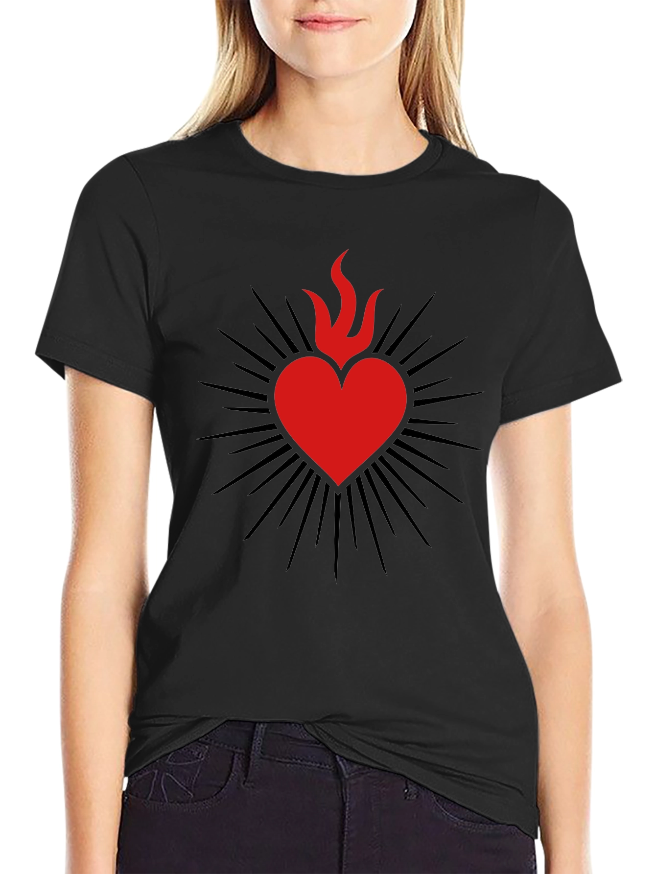 Sacred Heart Graphic Tee - Mens Black T-Shirt