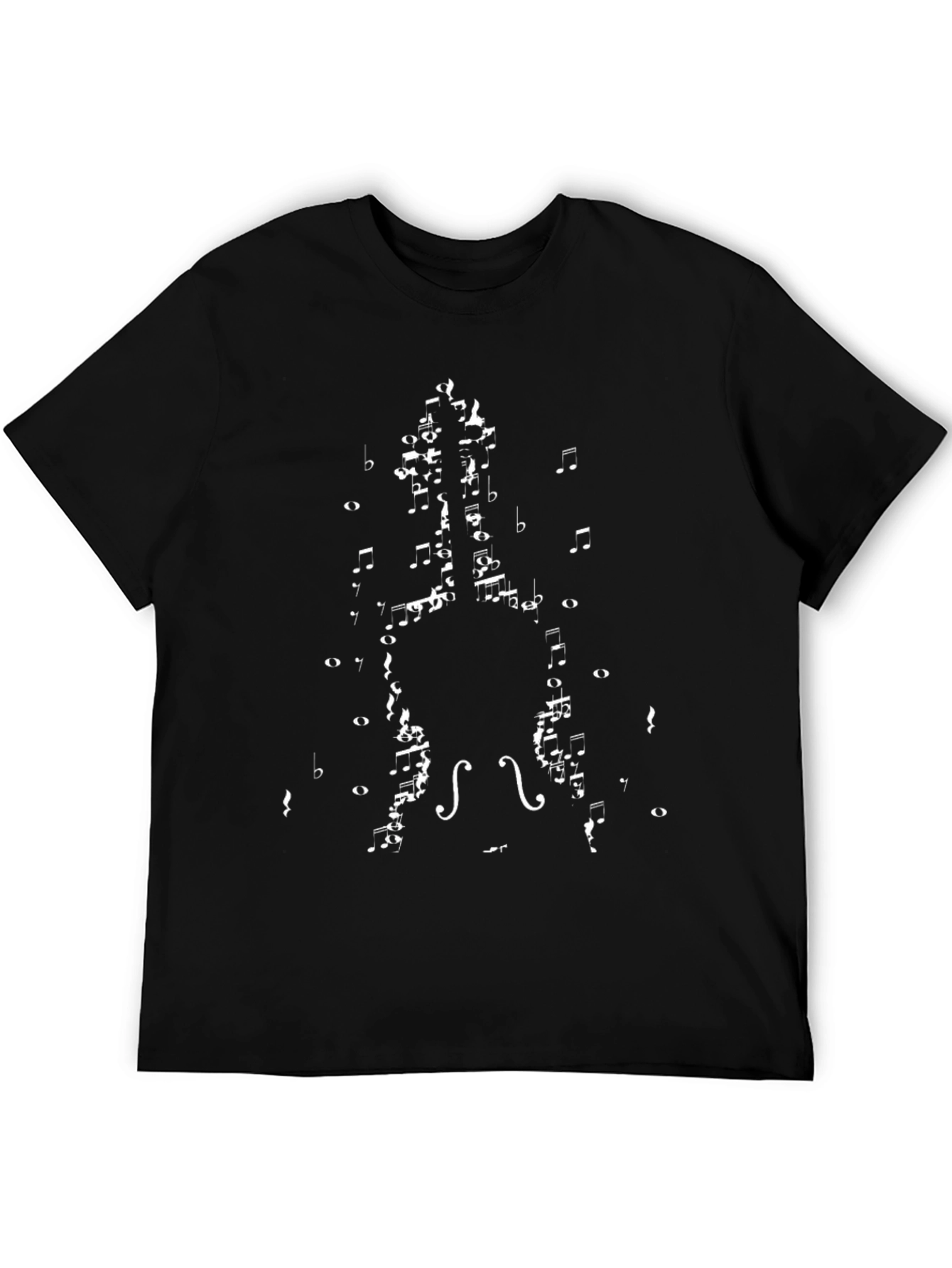 Musical Notes Violin Graphic Tee - Black