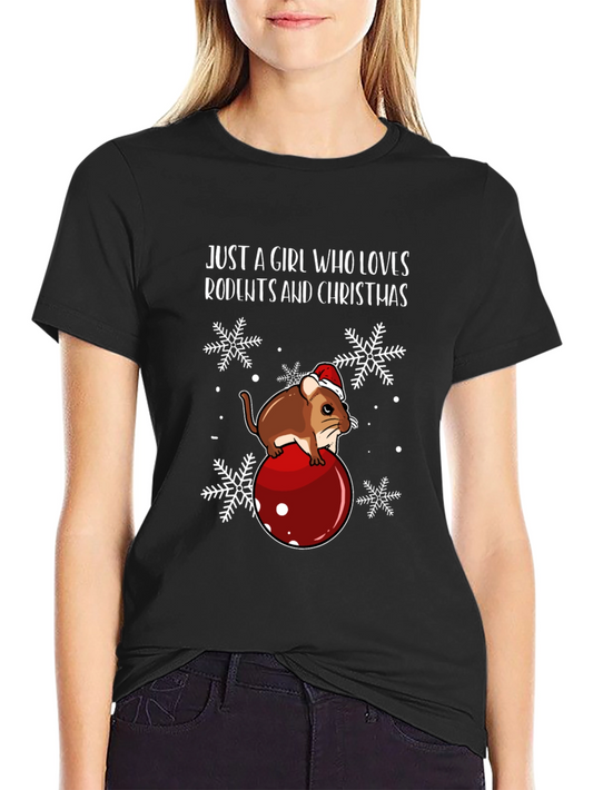Just A Girl Who Loves Rodents Christmas T-Shirt