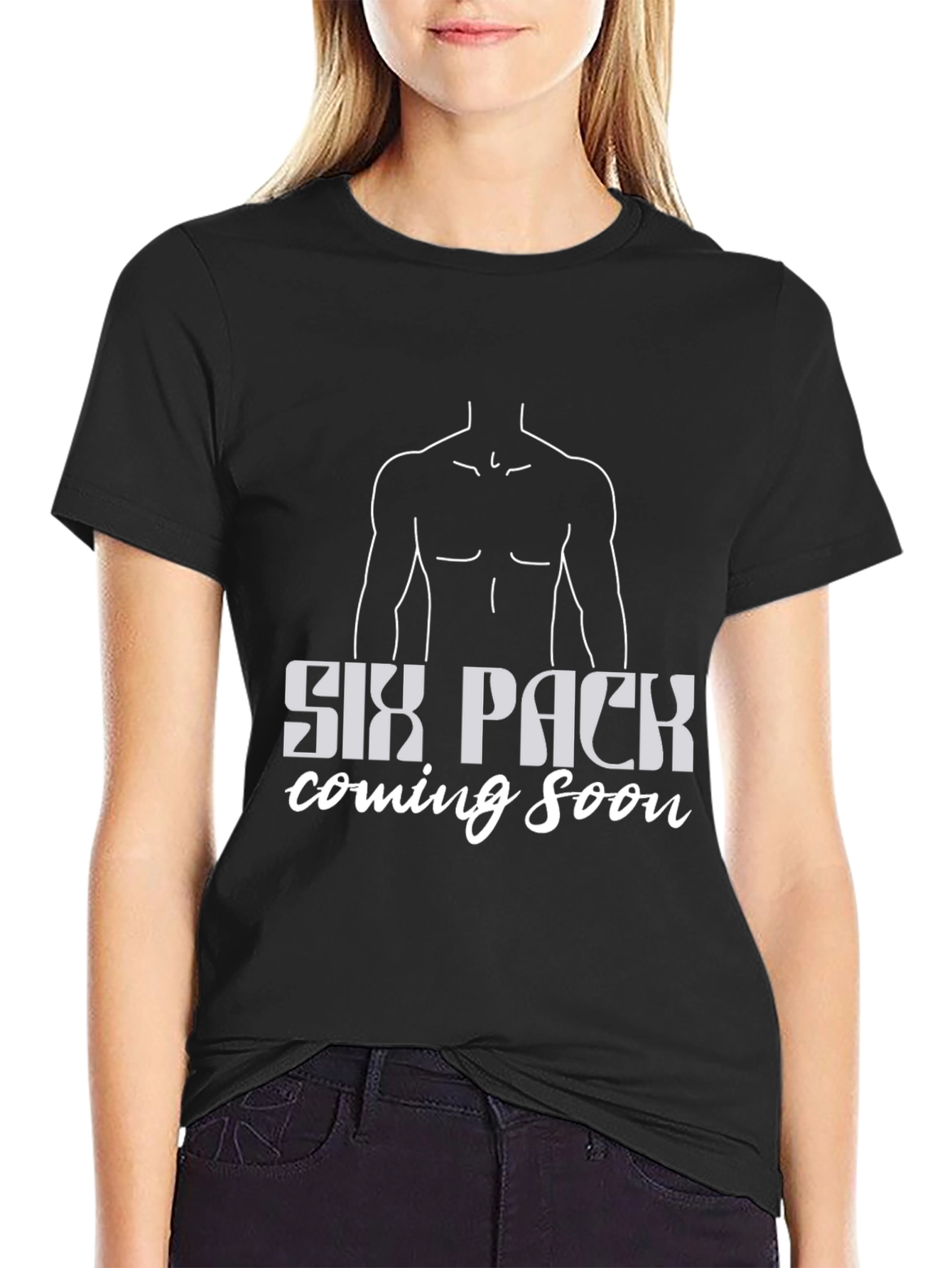 Six Pack Coming Soon Mens Black T-Shirt