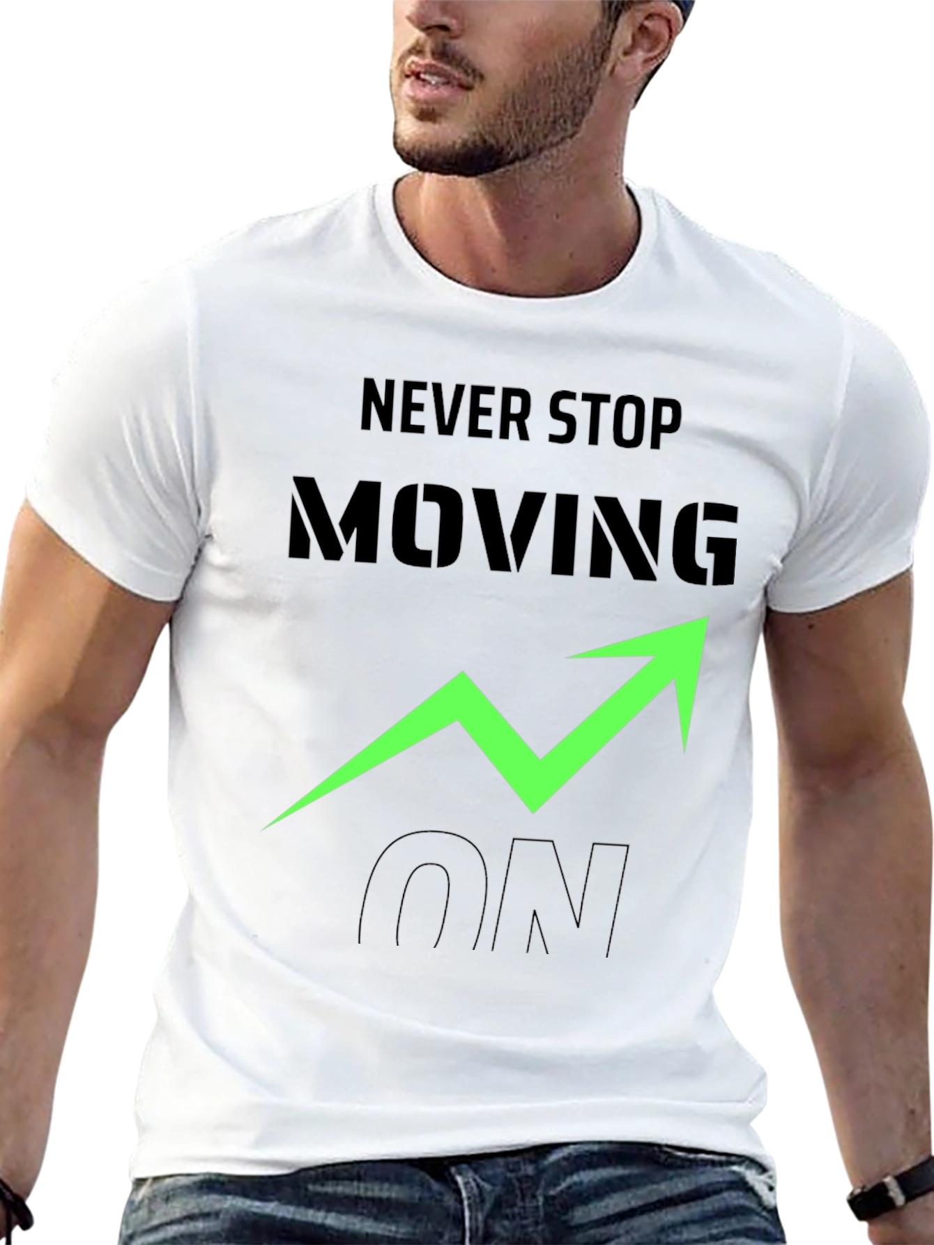 Never Stop Moving On Black Graphic Tee