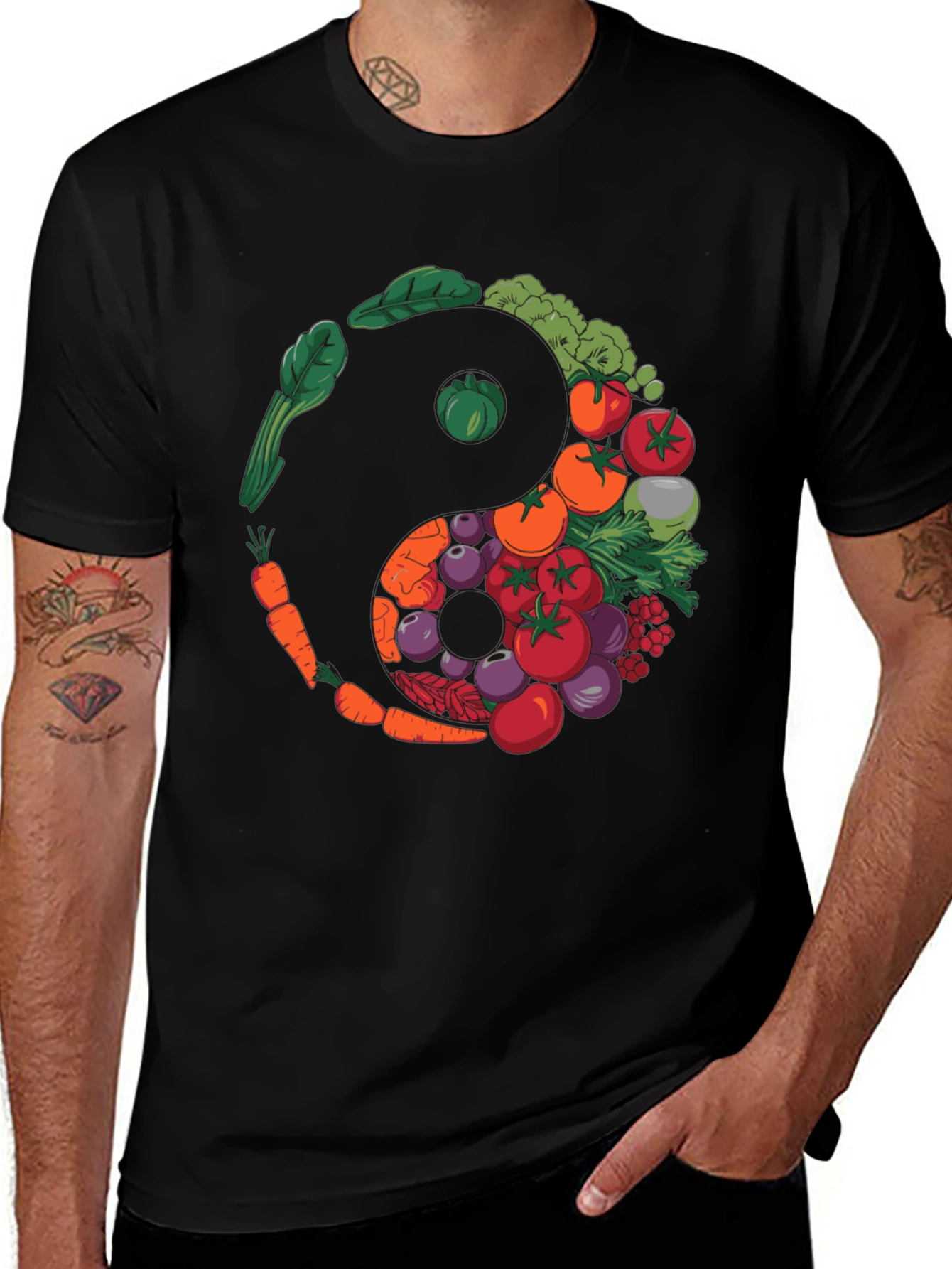 Yin Yang Vegetables Graphic T-Shirt