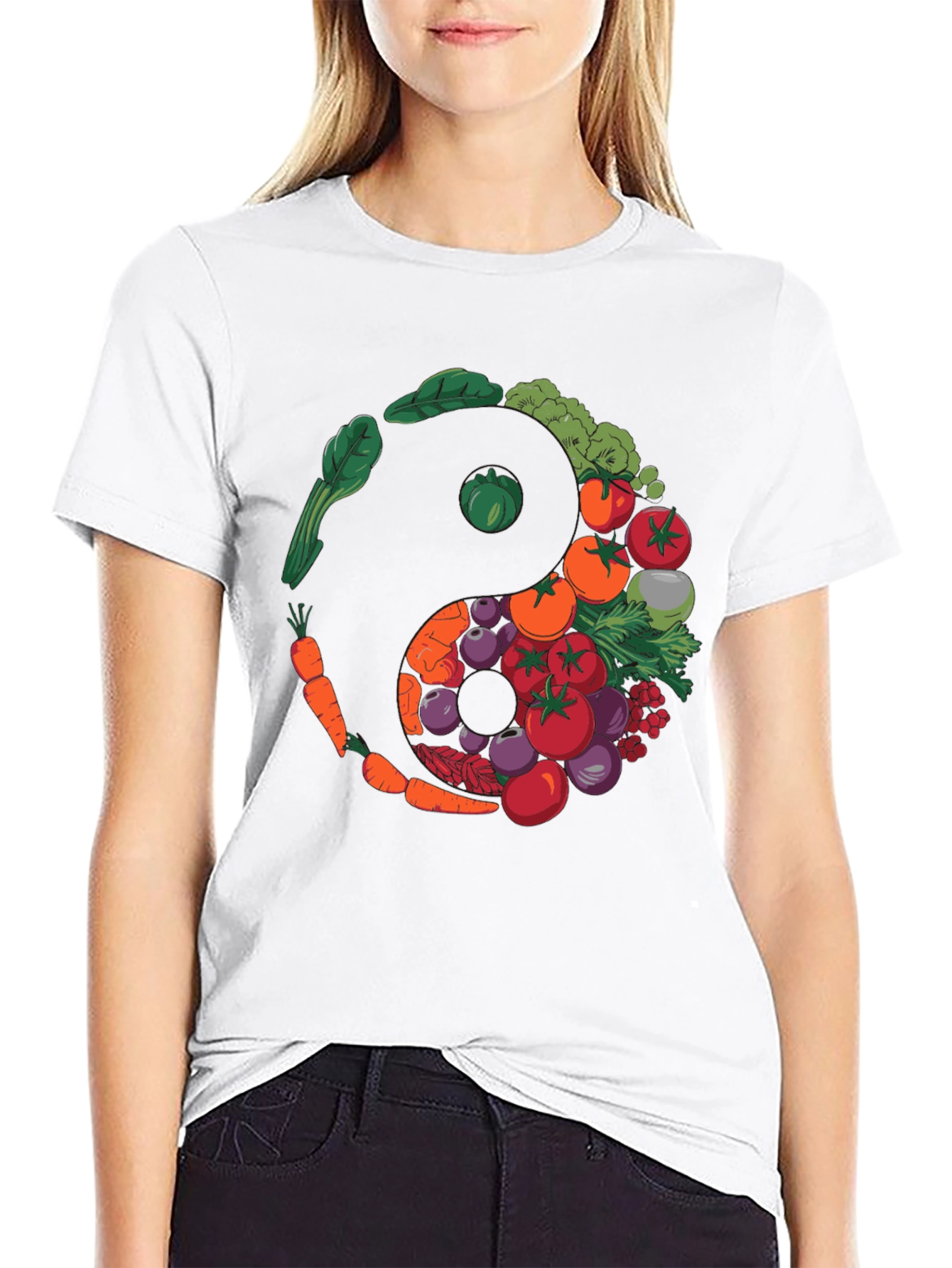 Yin Yang Vegetables Graphic T-Shirt