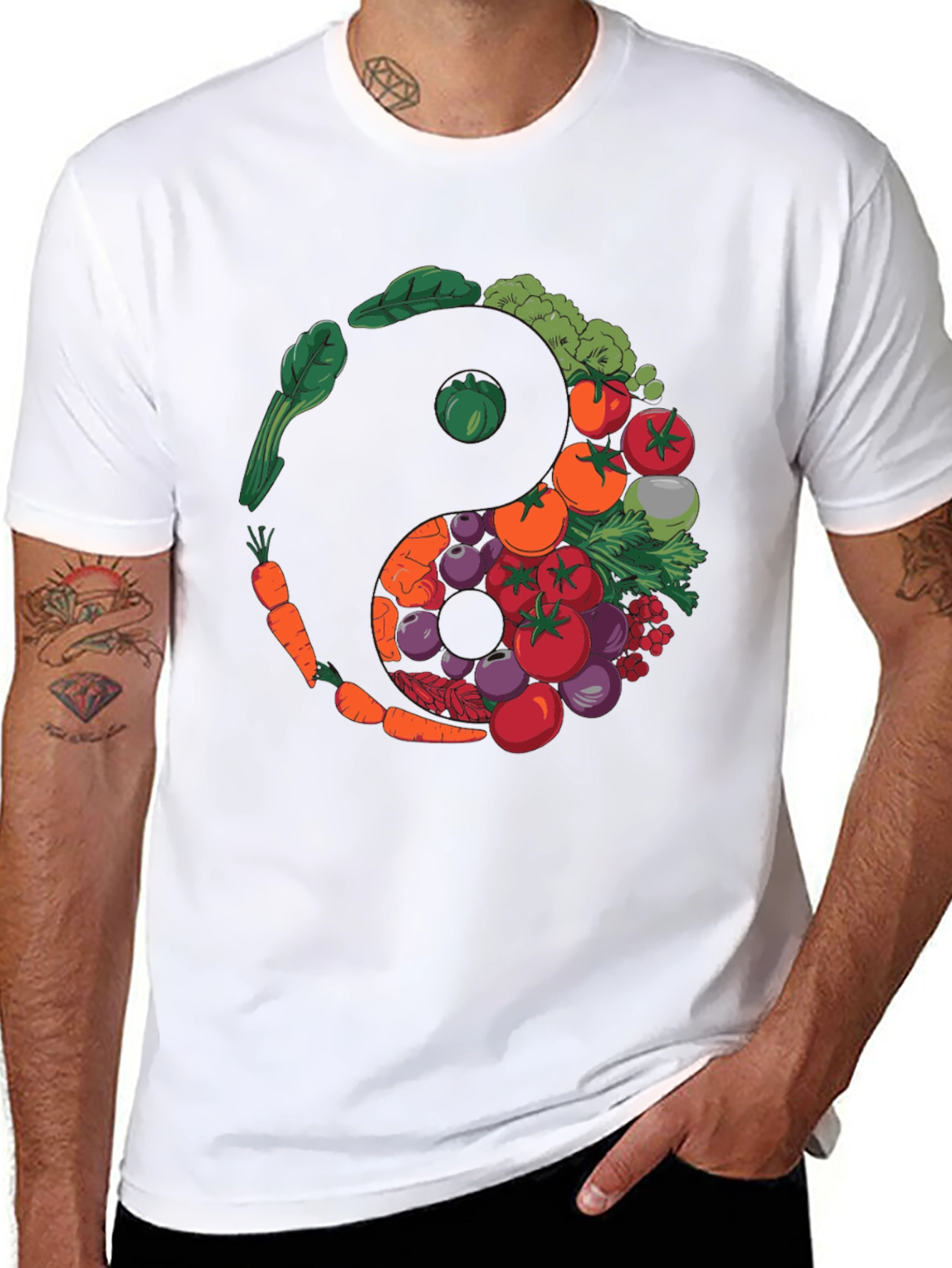 Yin Yang Vegetables Graphic T-Shirt