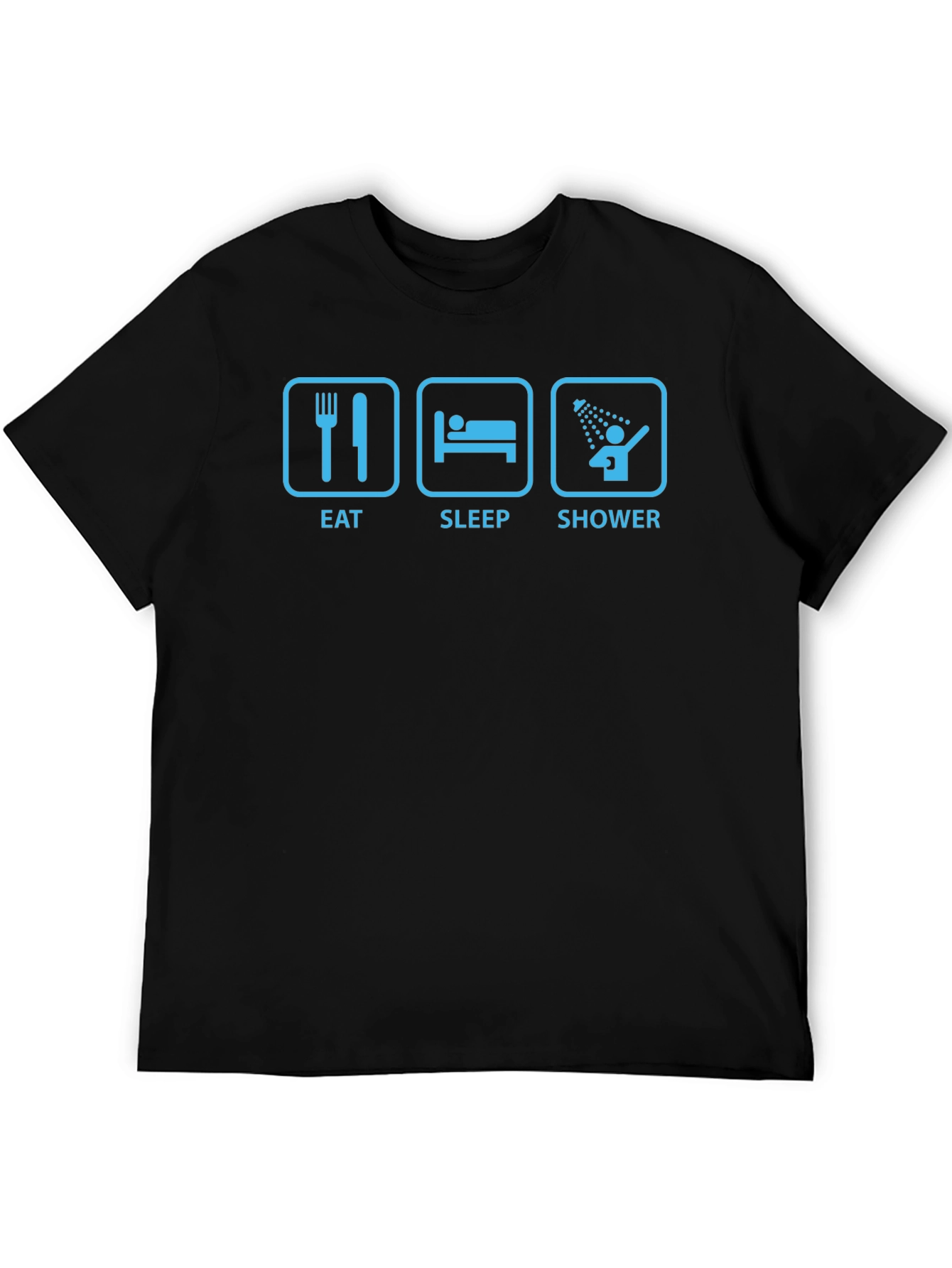 Eat Sleep Shower Black T-Shirt - Funny Routine Tee