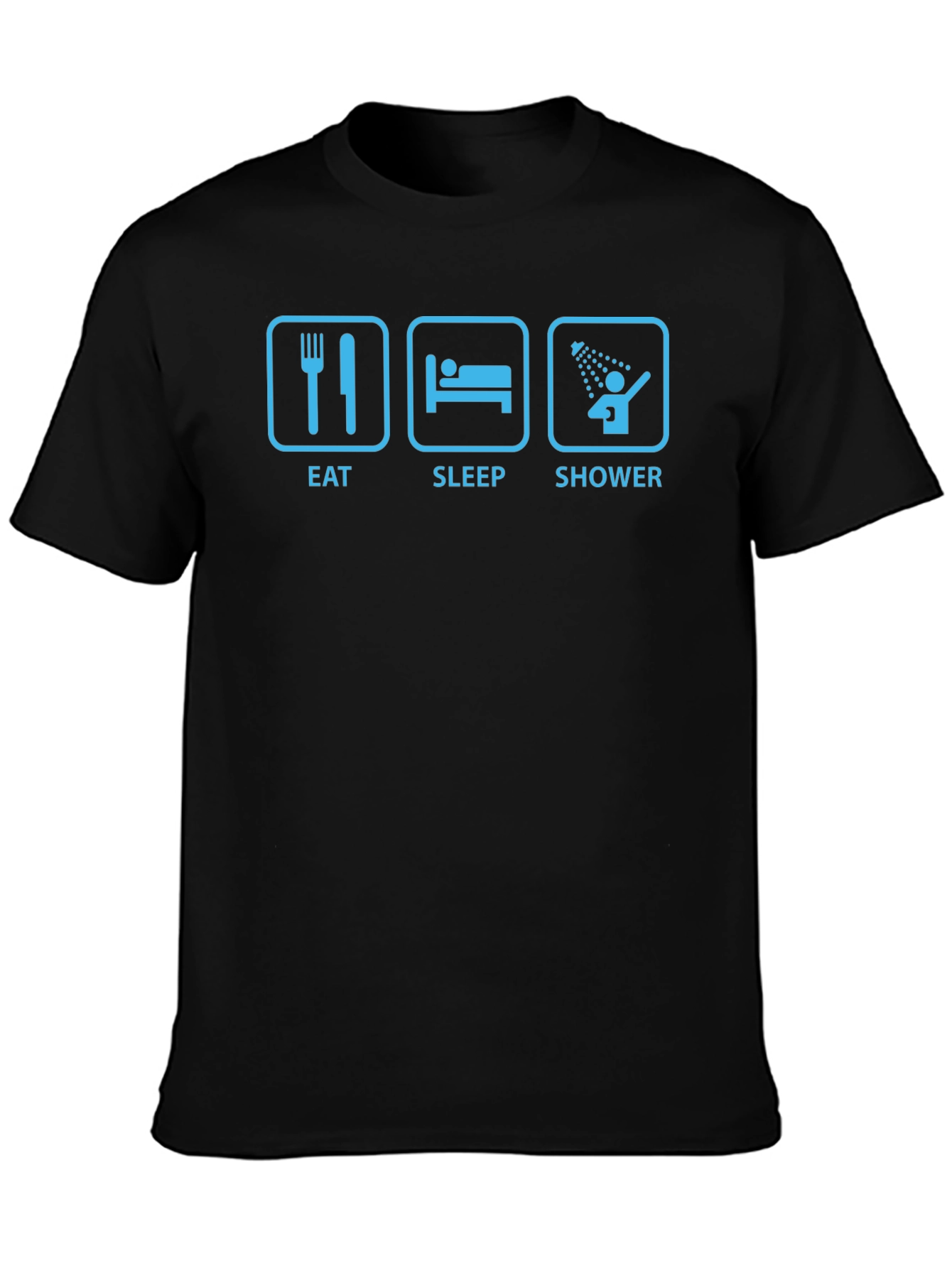 Eat Sleep Shower Black T-Shirt - Funny Routine Tee