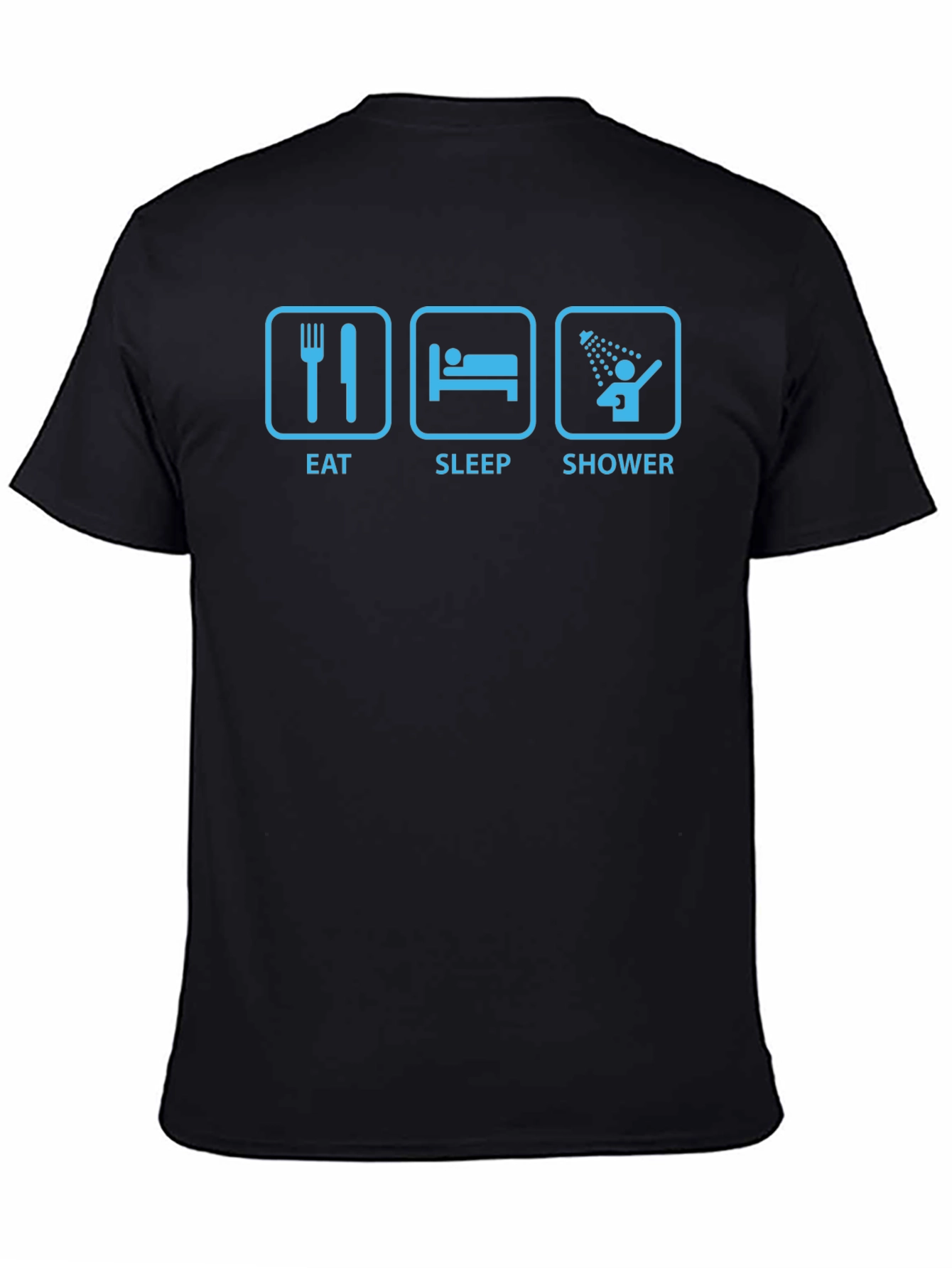 Eat Sleep Shower Black T-Shirt - Funny Routine Tee