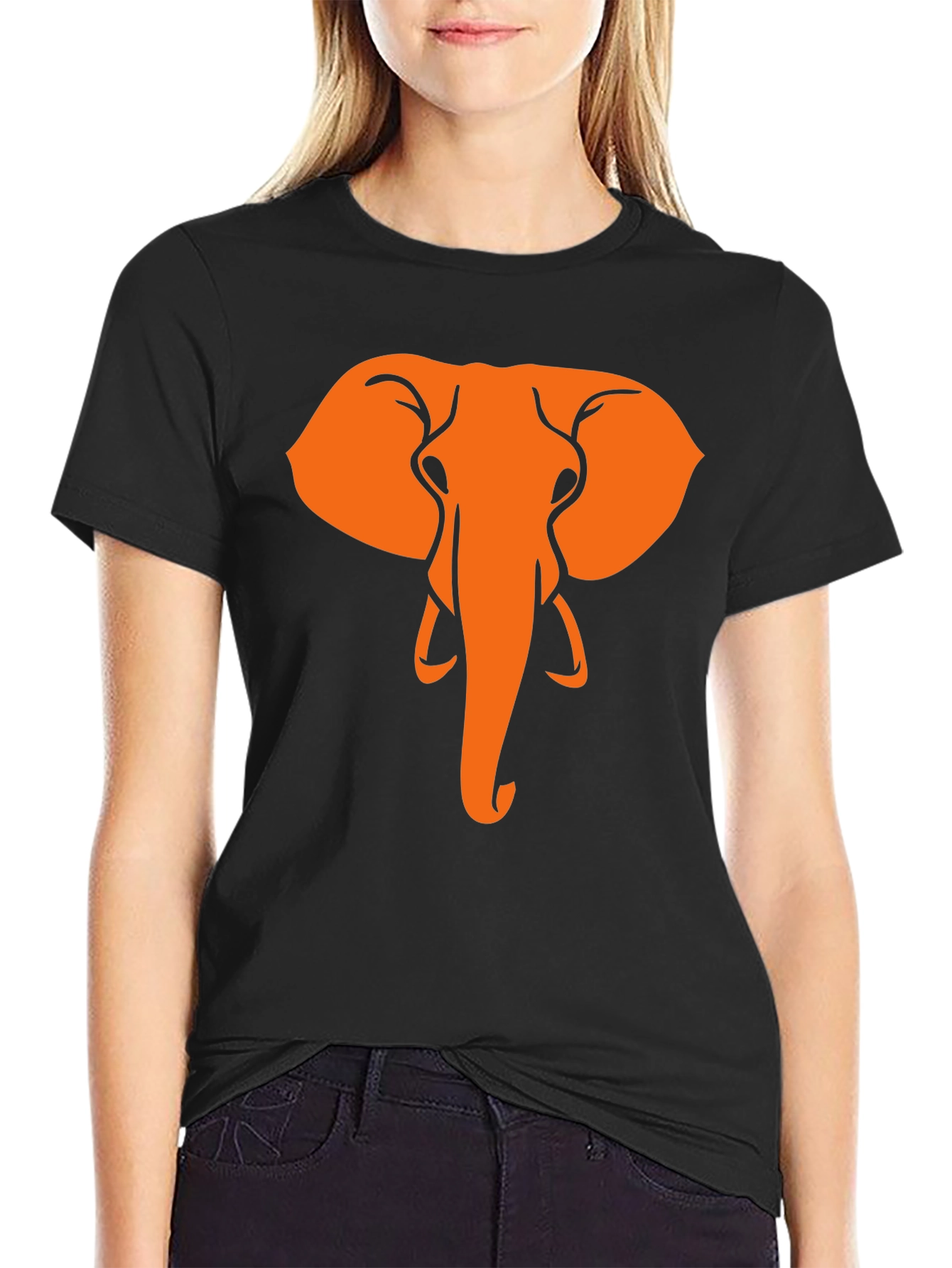 Elephant Graphic Tee - Black Cotton T-Shirt