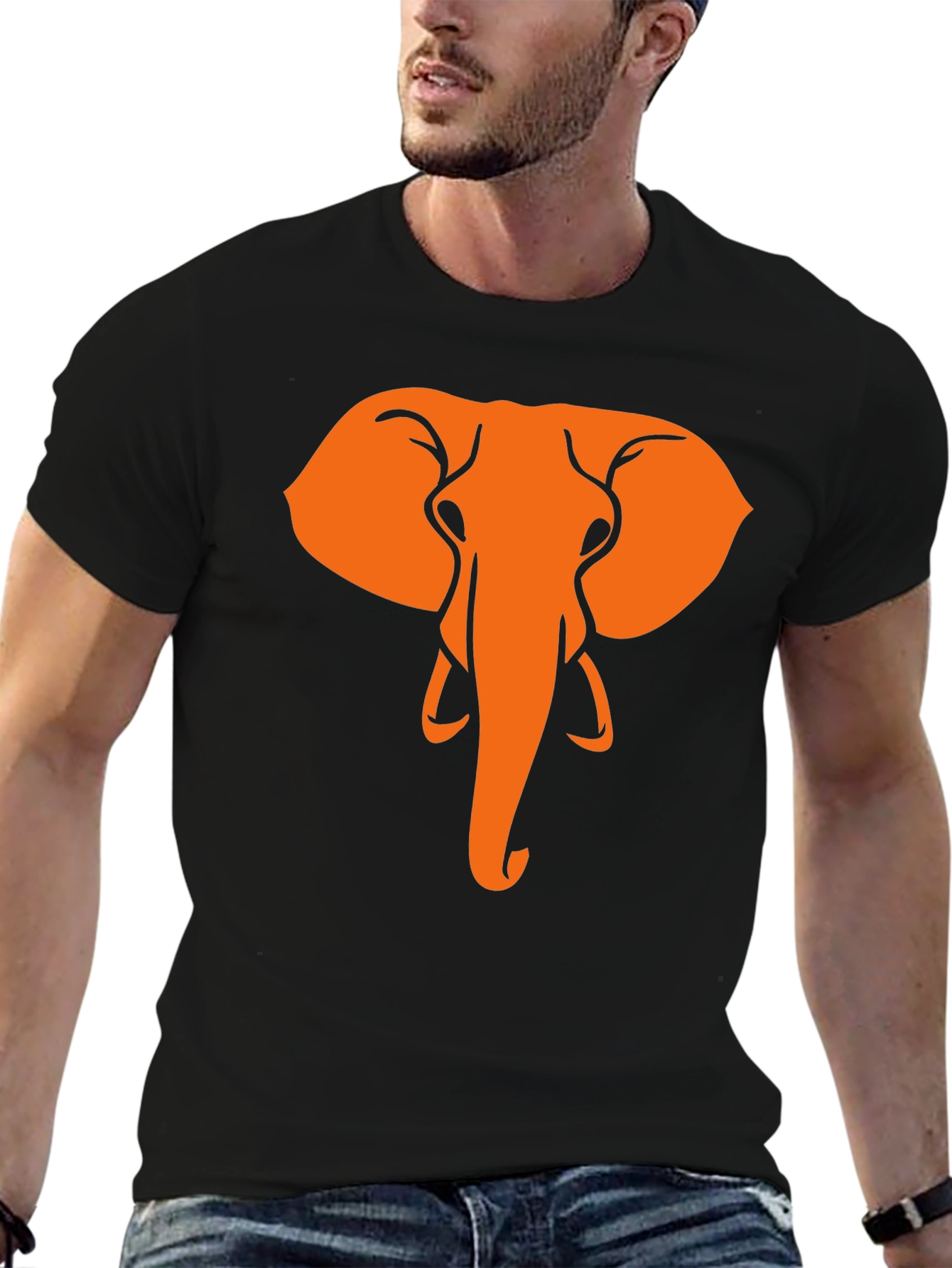 Elephant Graphic Tee - Black Cotton T-Shirt