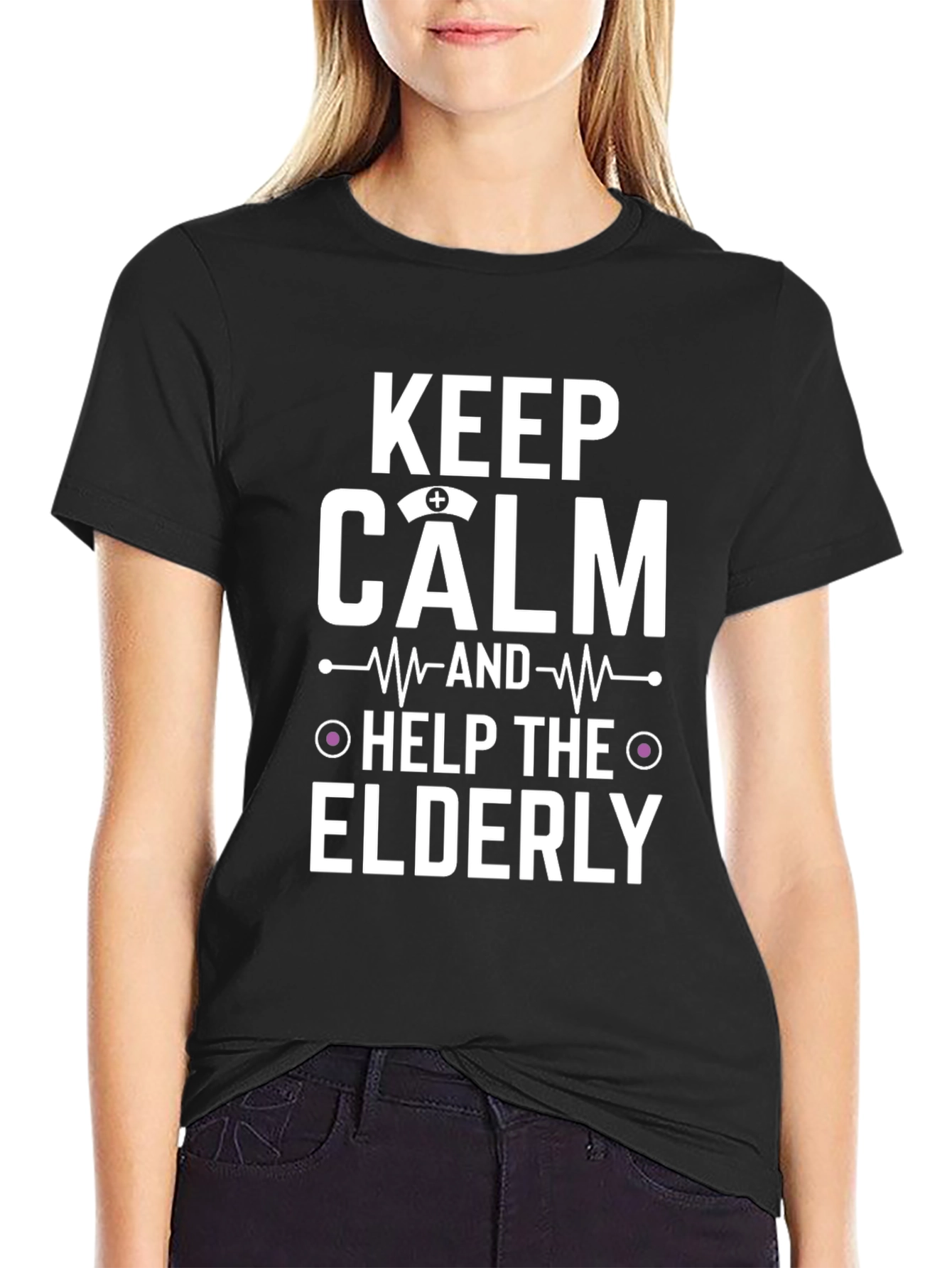 Keep Calm Help The Elderly Black T-Shirt