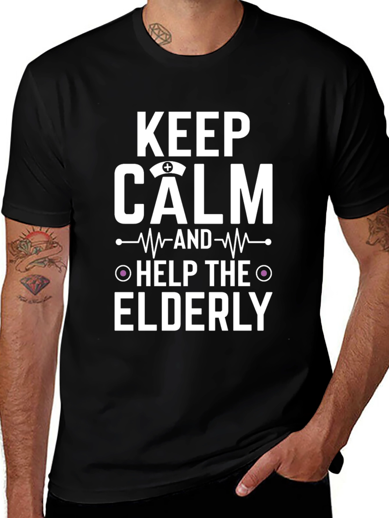 Keep Calm Help The Elderly Black T-Shirt
