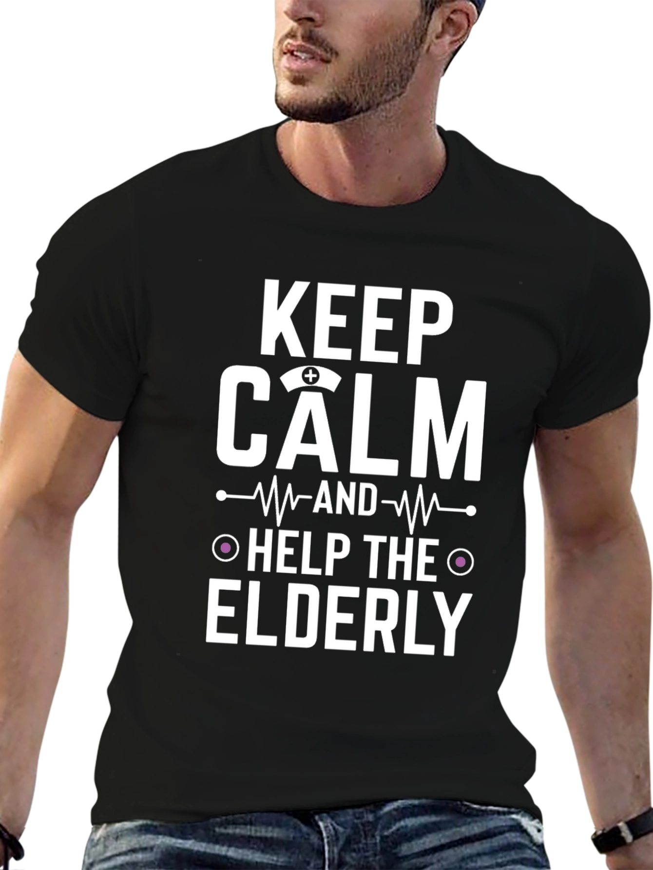 Keep Calm Help The Elderly Black T-Shirt