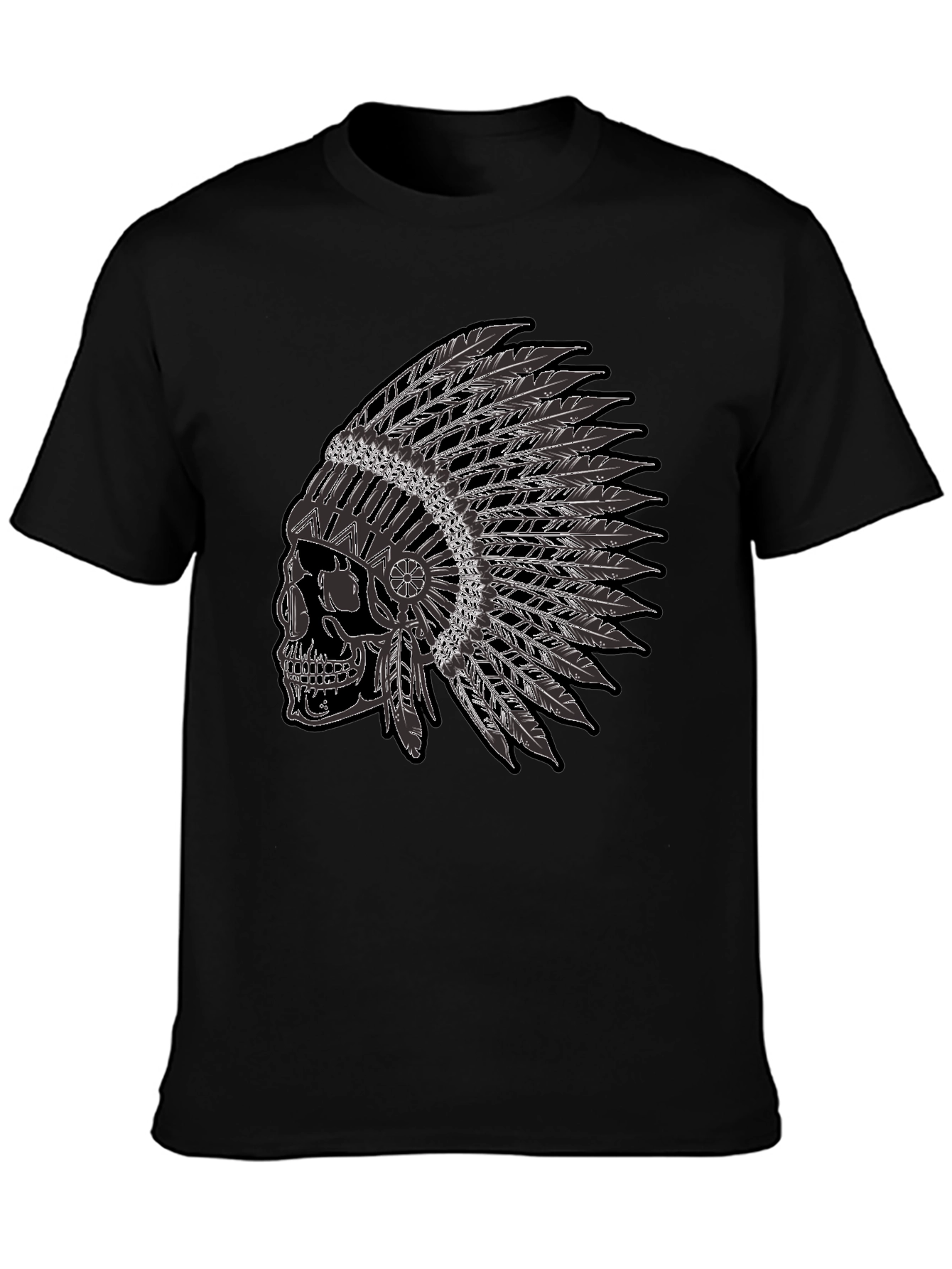 Skull Headdress Graphic Tee - Black