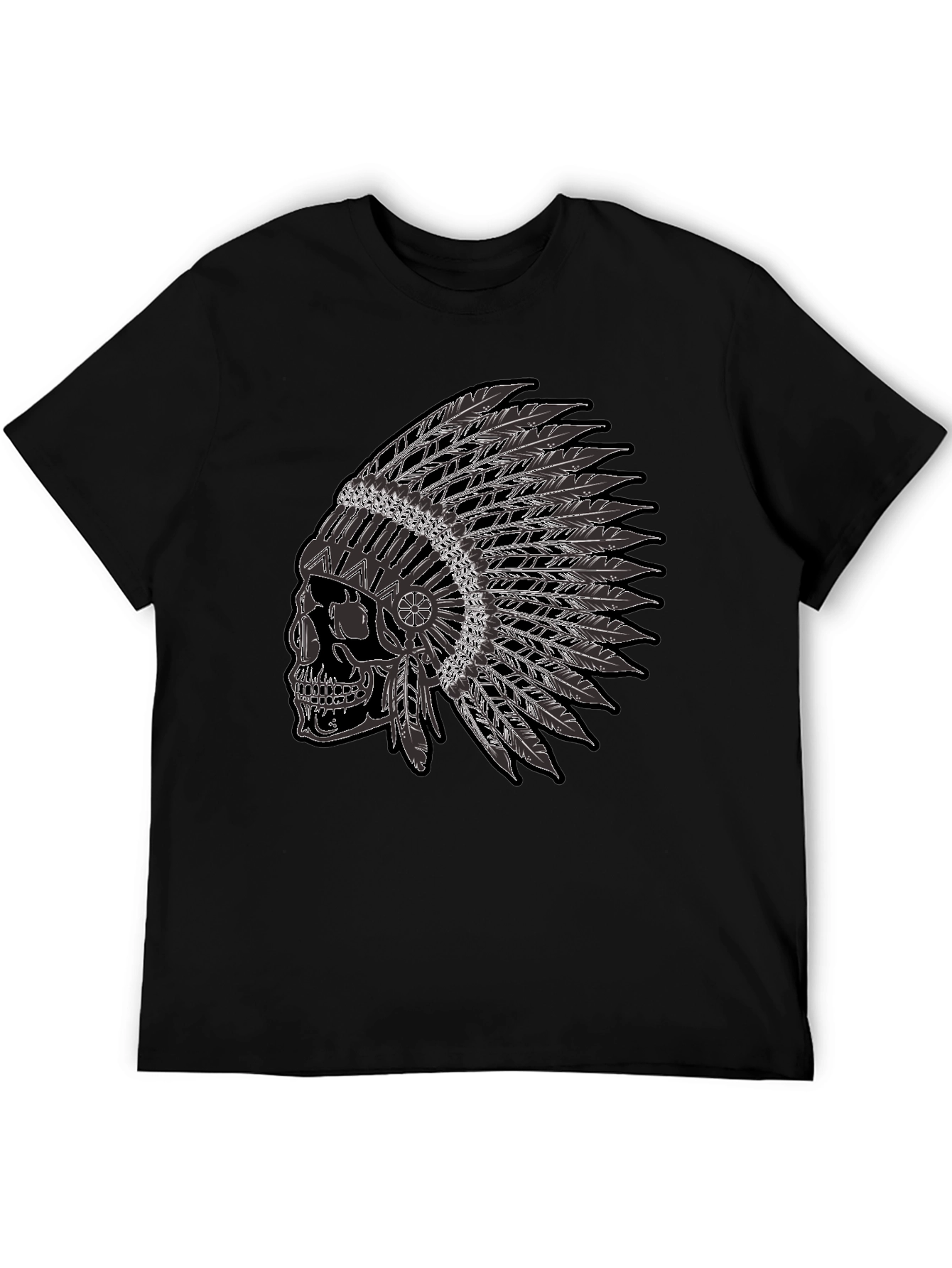Skull Headdress Graphic Tee - Black