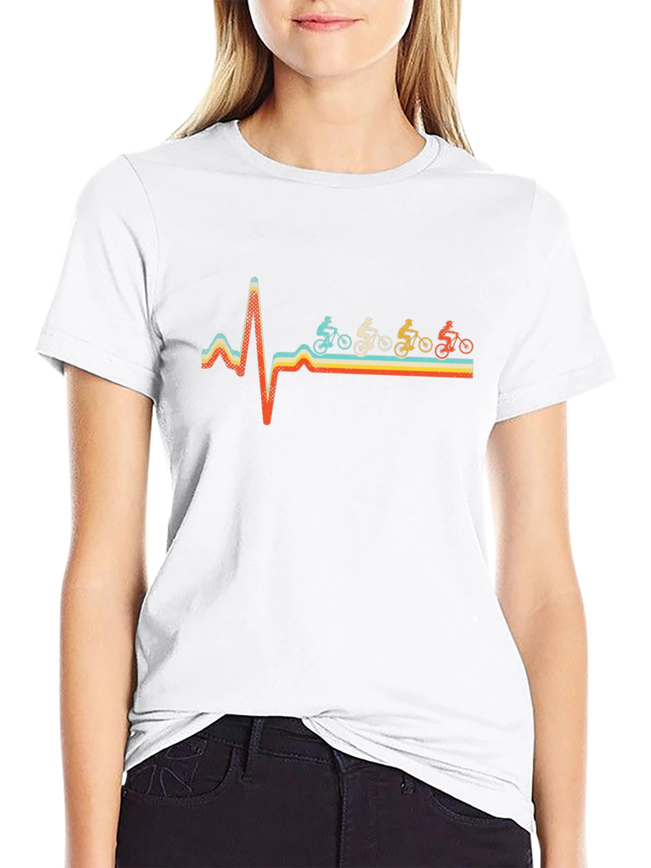 Mountain Biker Heartbeat Graphic Tee - Black