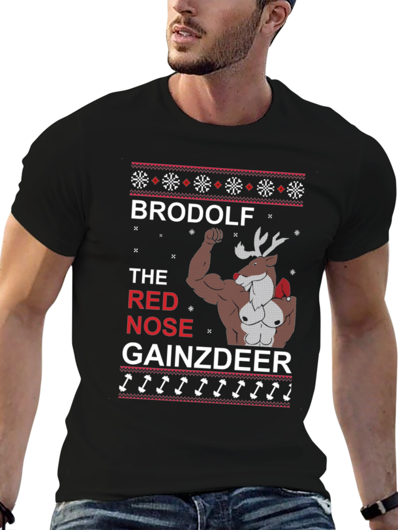 Brodolf Gainzdeer Funny Christmas T-Shirt