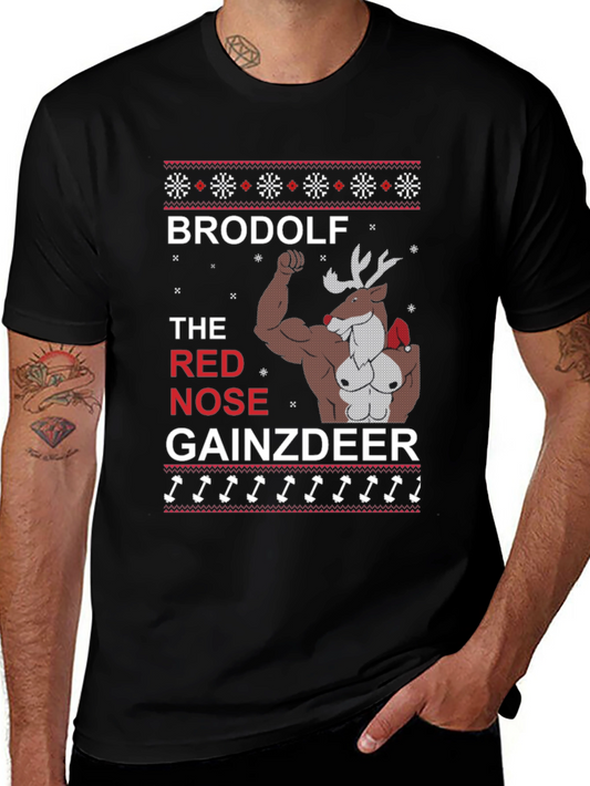 Brodolf Gainzdeer Funny Christmas T-Shirt