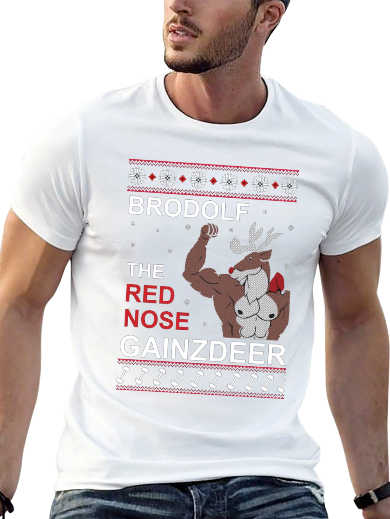 Brodolf Gainzdeer Funny Christmas T-Shirt