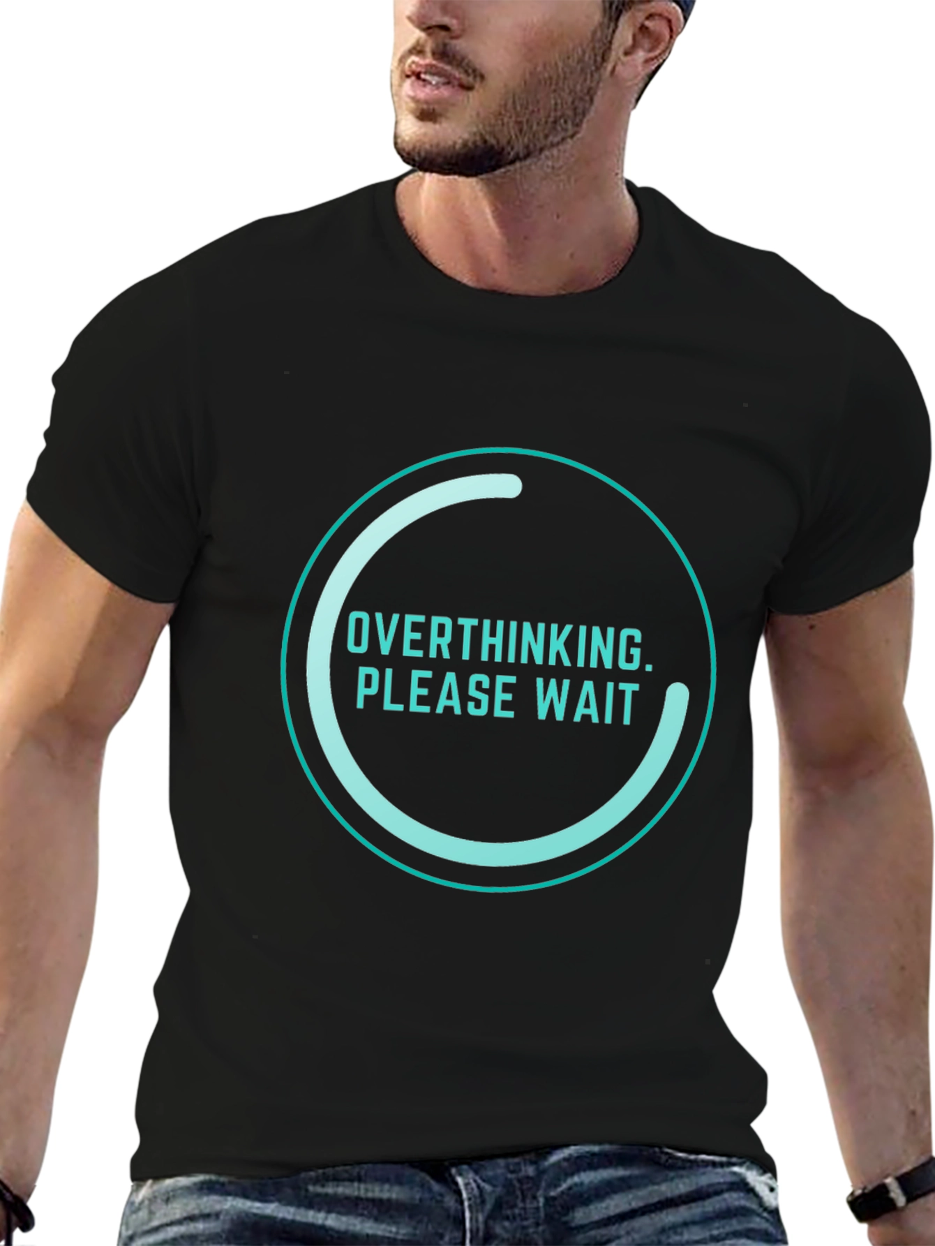 Overthinking Please Wait Funny Graphic T-Shirt