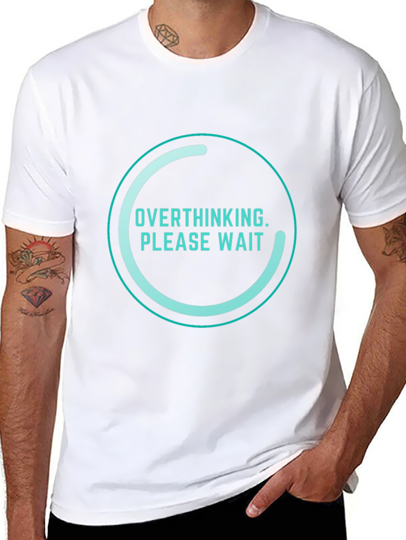 Overthinking Please Wait Funny Graphic T-Shirt