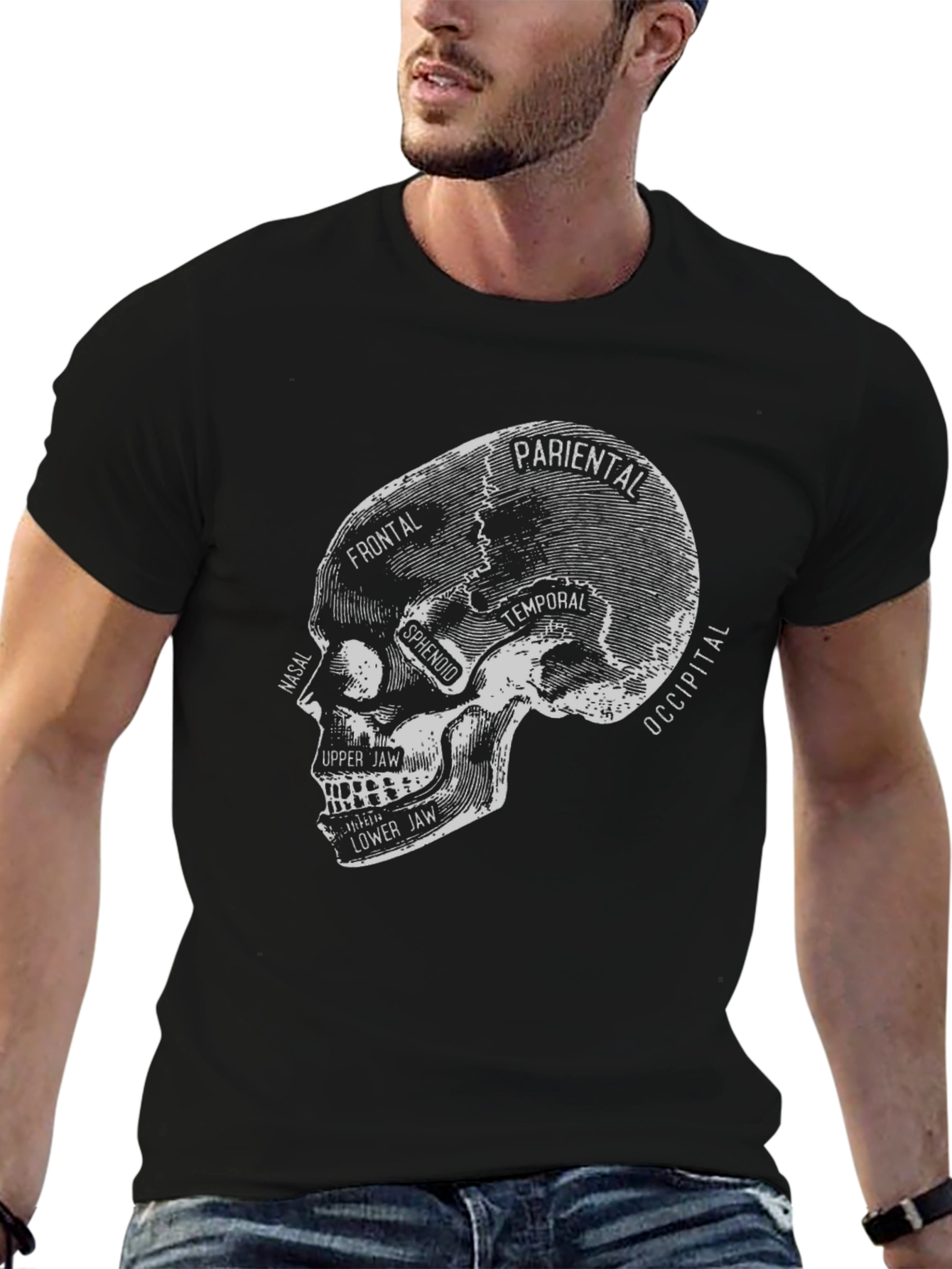 Anatomical Skull T-Shirt - Gothic Halloween Tee