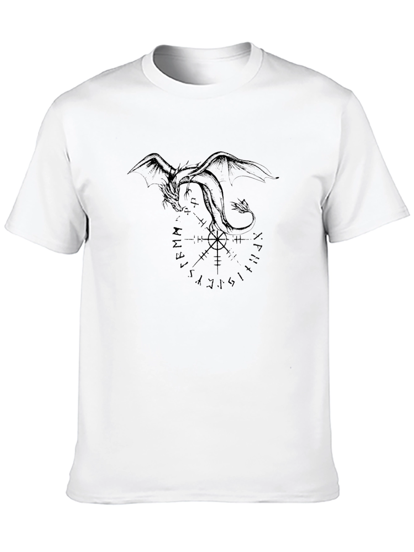Dragon & Rune Circle Graphic Tee - Black