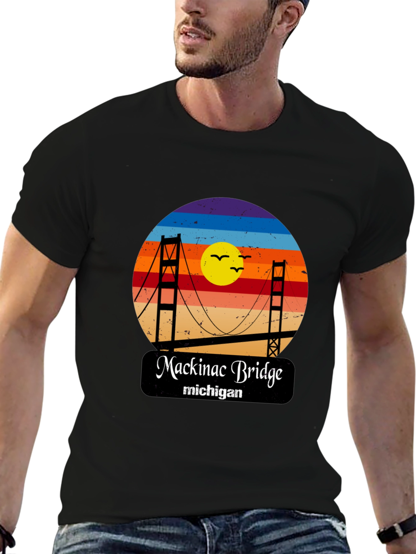 Mackinac Bridge Michigan Graphic T-Shirt