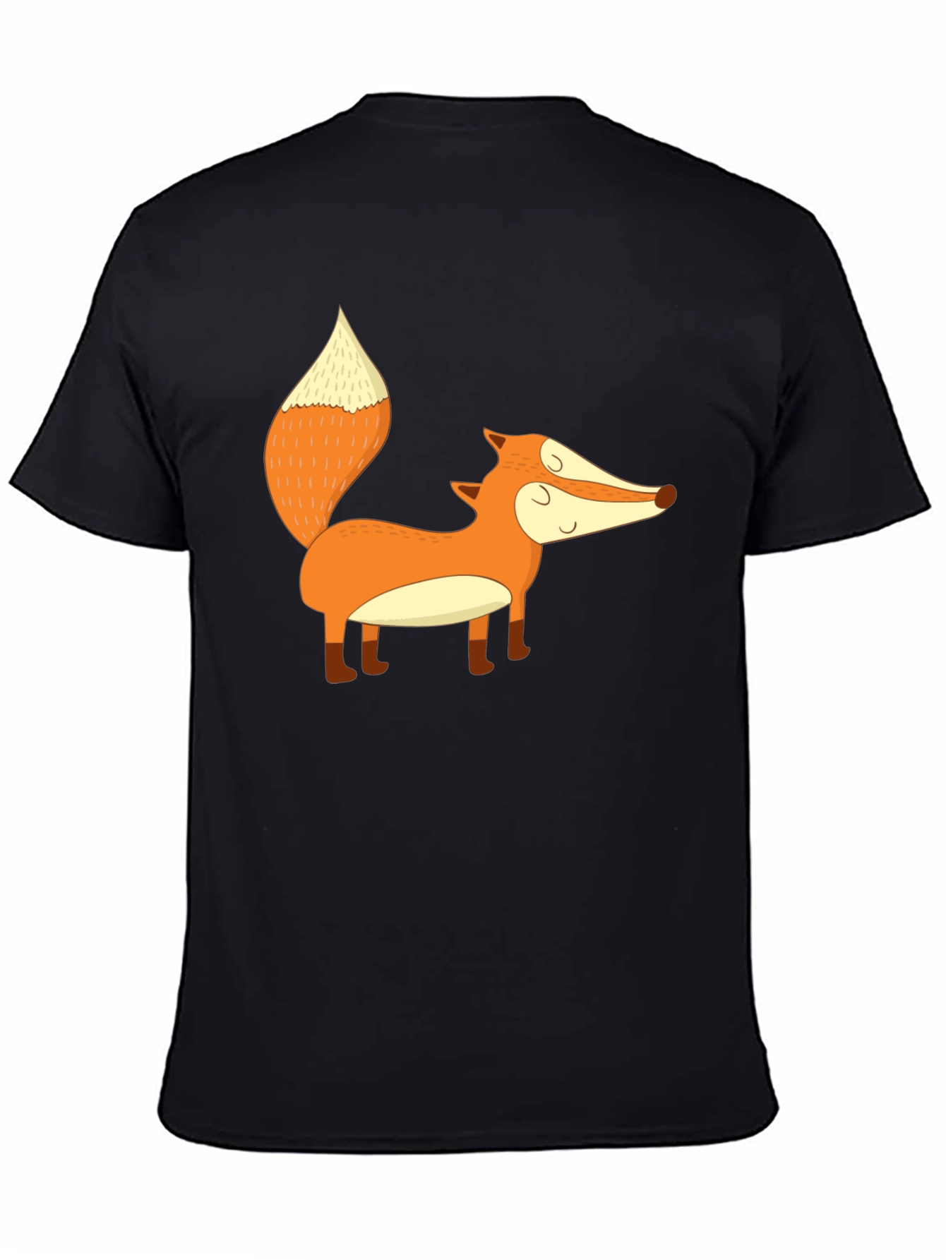 Cute Fox Graphic Black T-Shirt