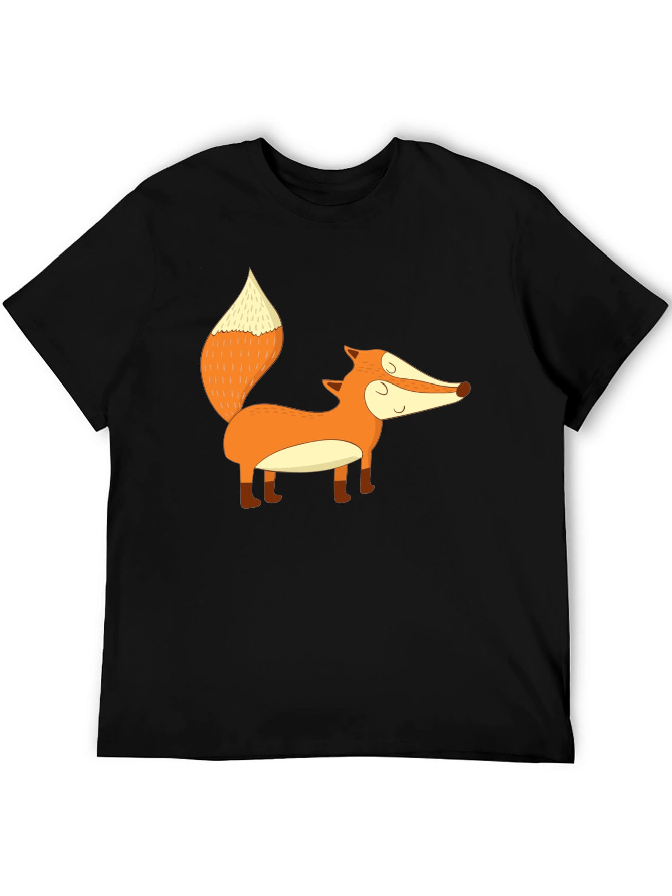 Cute Fox Graphic Black T-Shirt