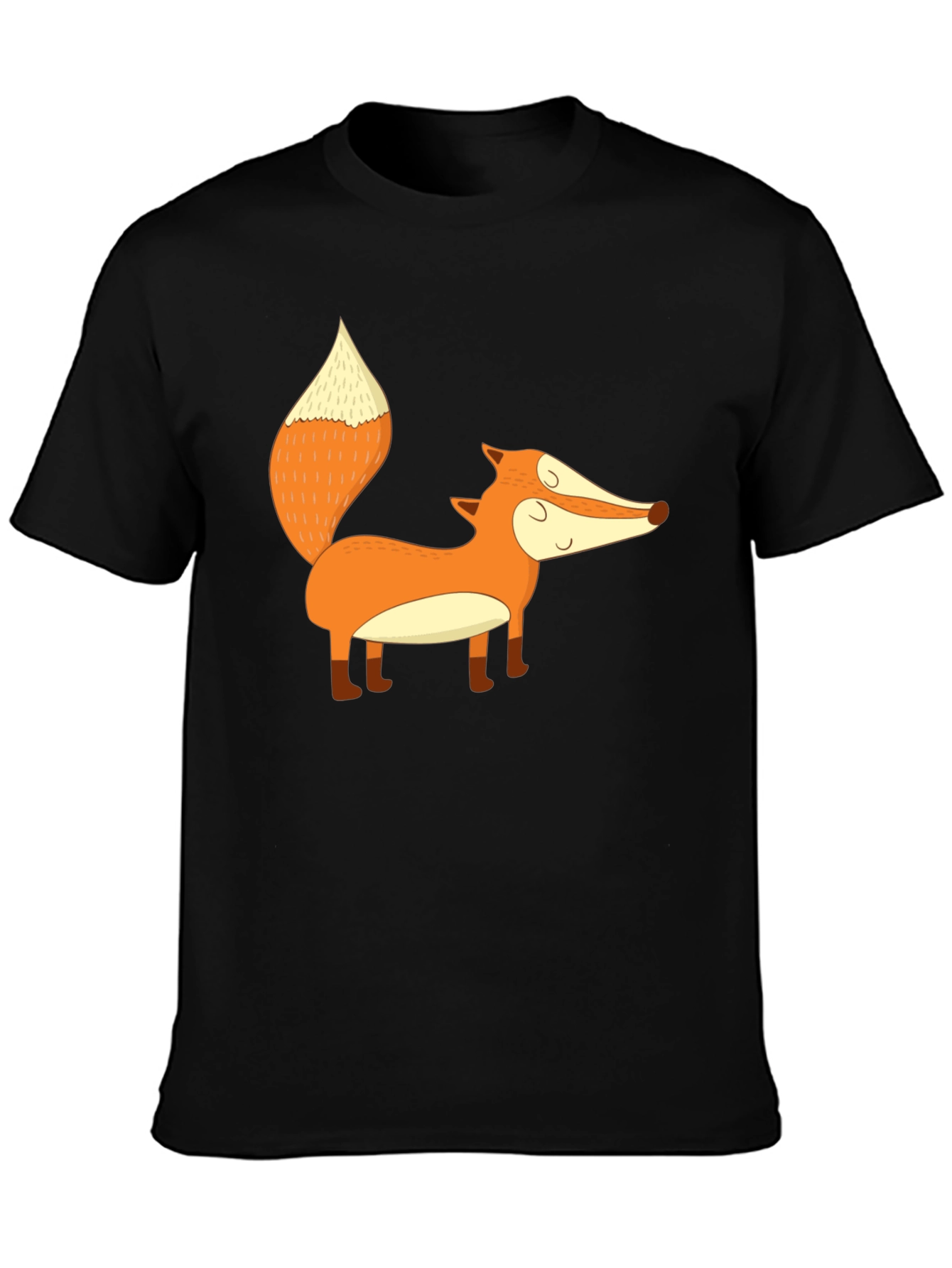 Cute Fox Graphic Black T-Shirt