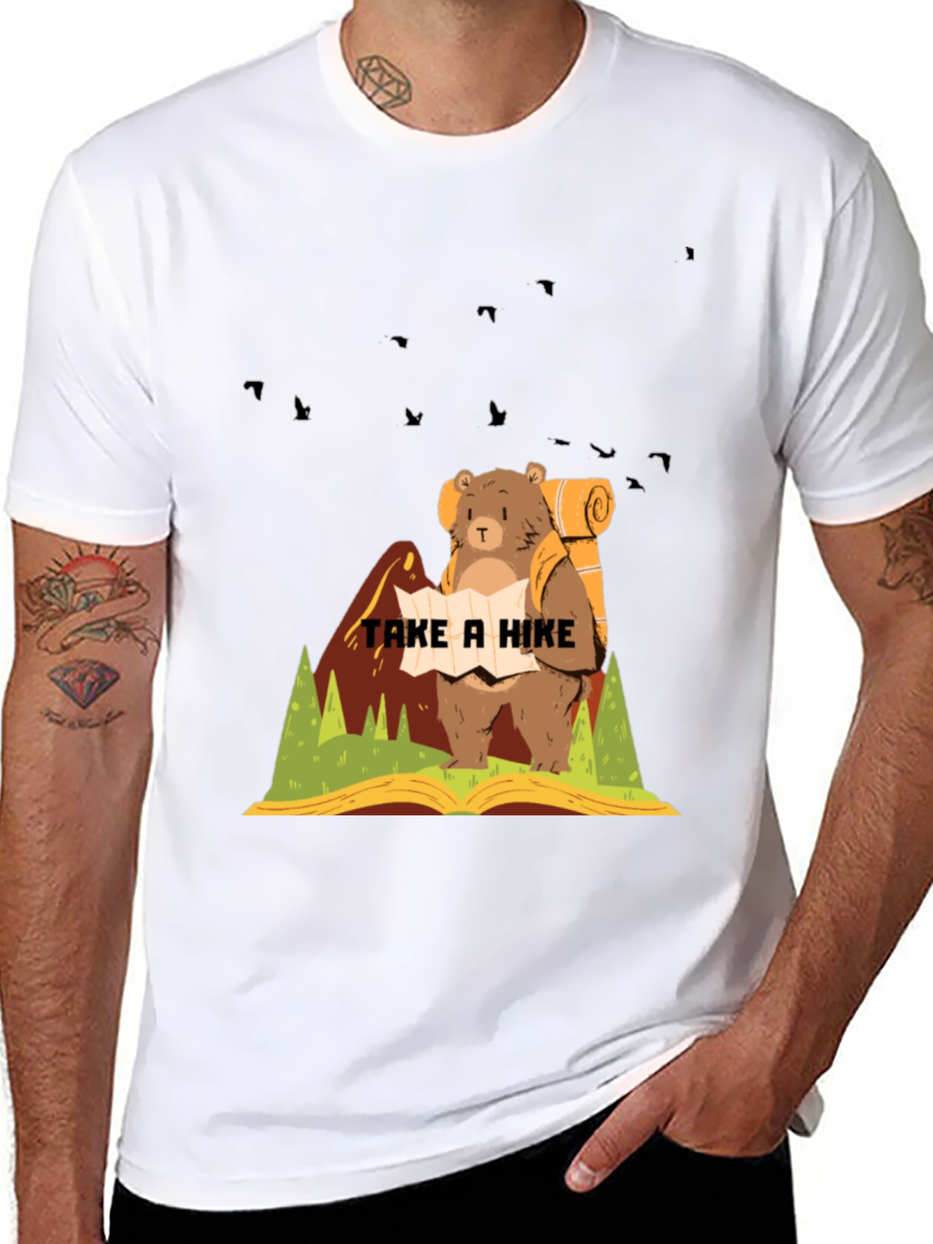 Hiking Bear Graphic T-Shirt - Adventure Ready!